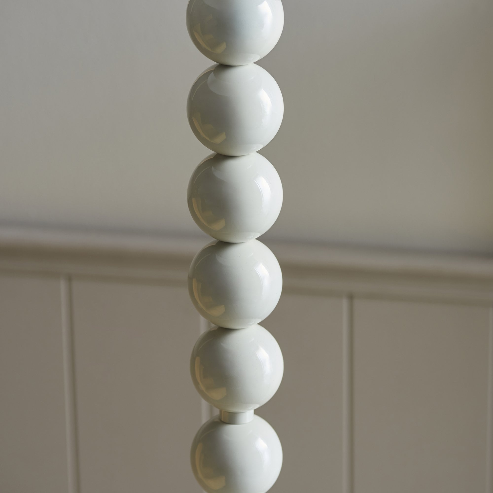 Endon Higgledy Gloss Almond White Floor Lamp & Ikat 35cm Neutral Shade