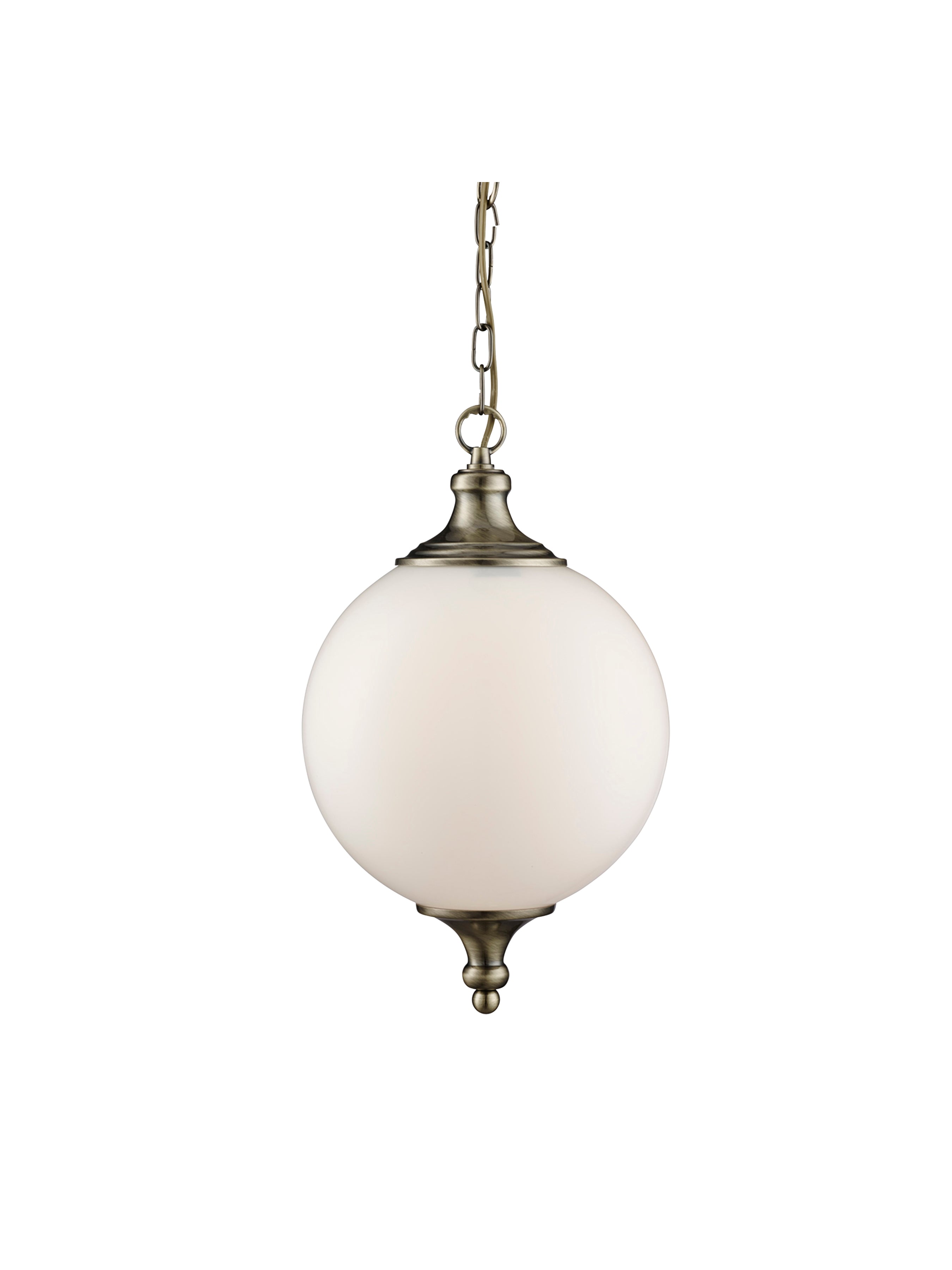 Searchlight Autumn - Single Pendant, Antique Brass, Opal Glass