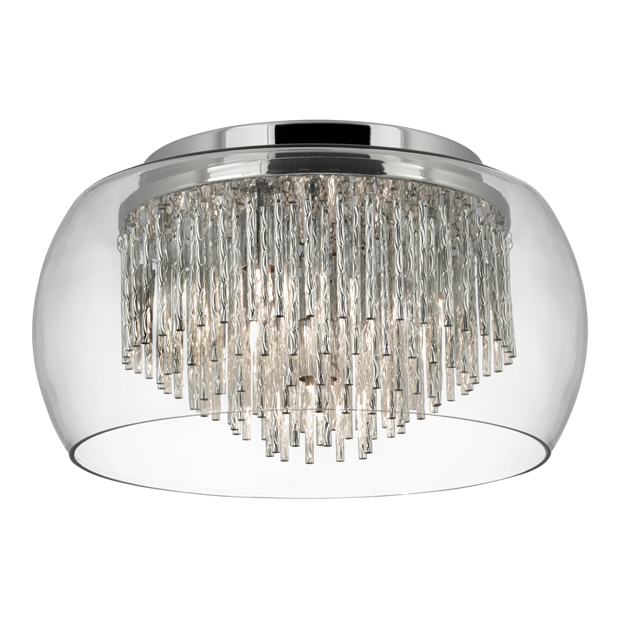Searchlight Chandos Clear Glass Shade 4 Light Flush/Aluminium Spiral Tubes