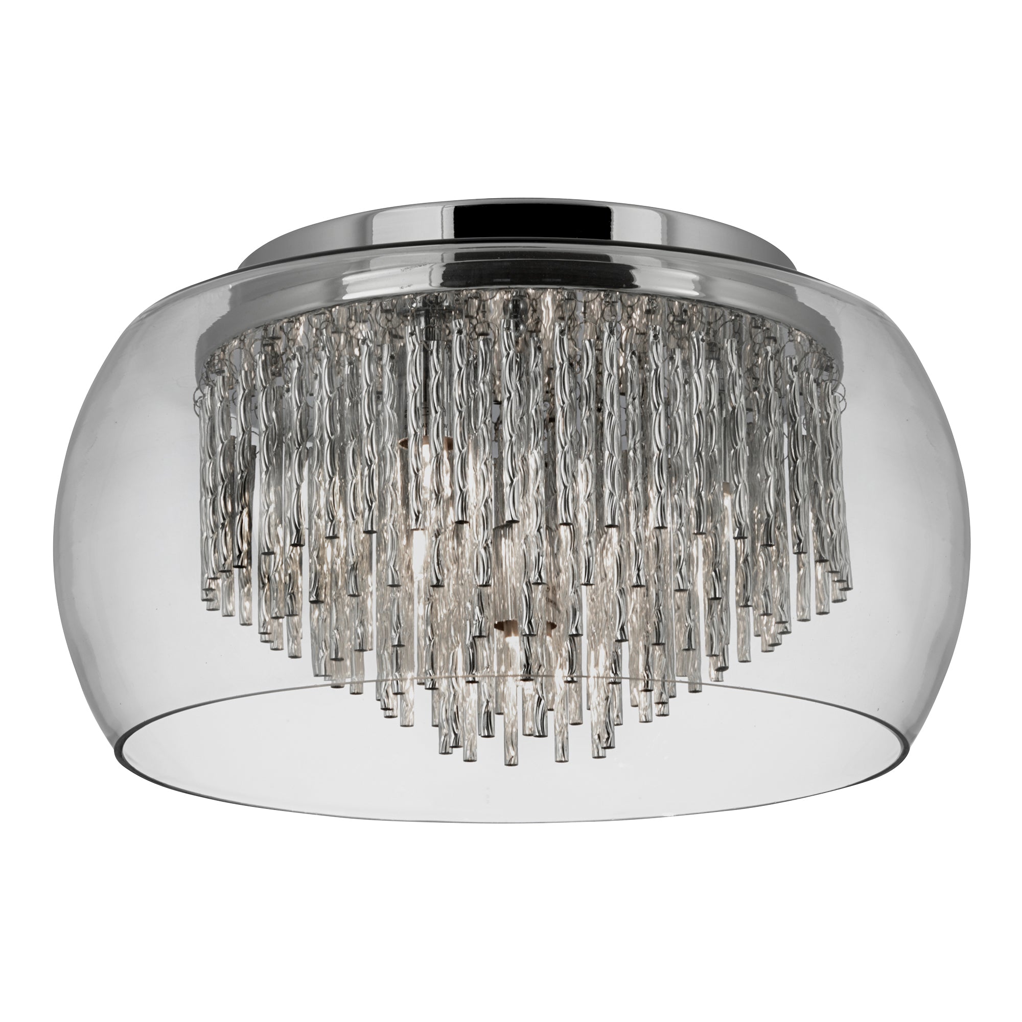 Searchlight Chandos Clear Glass Shade 4 Light Flush/Aluminium Spiral Tubes