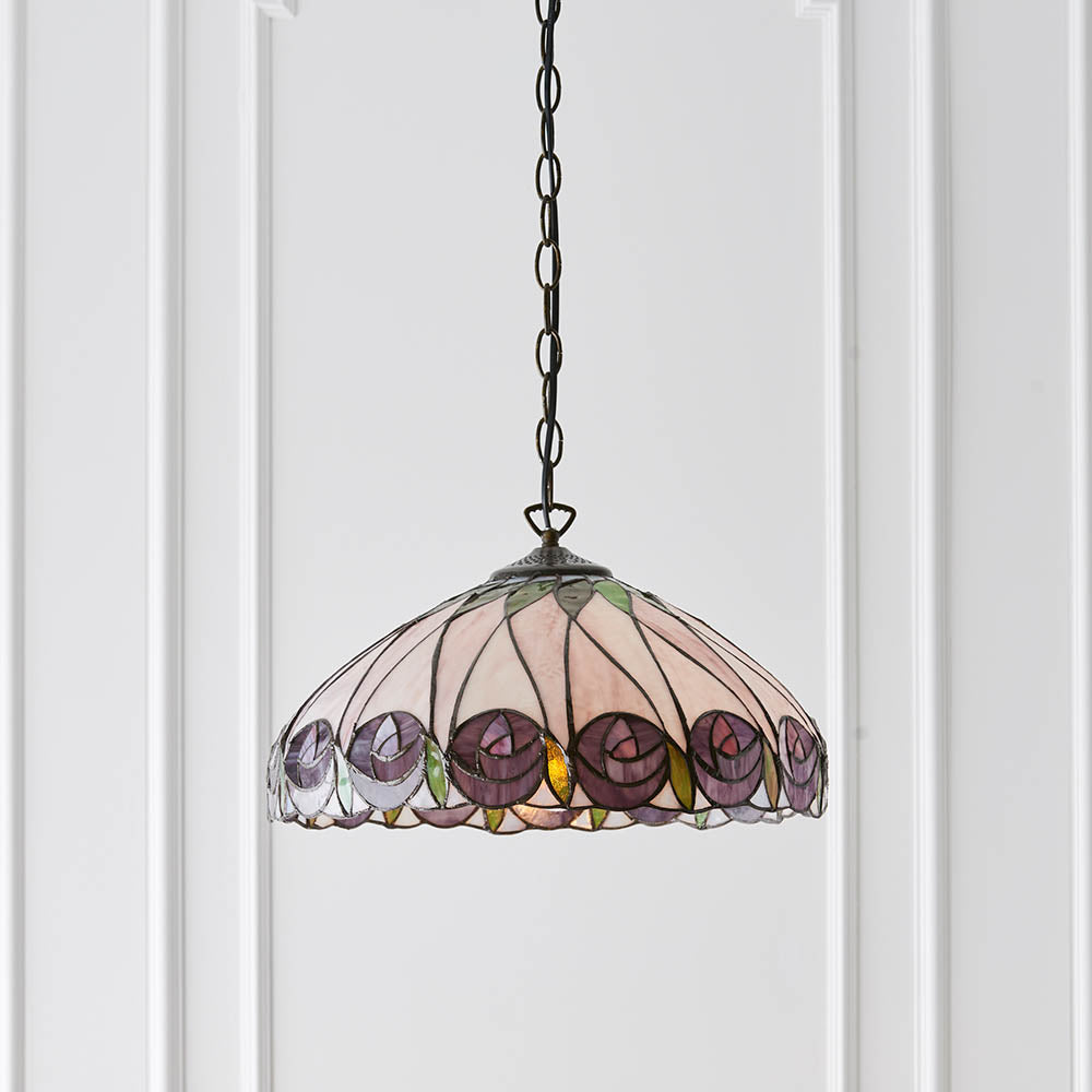 Interiors 1900 Hutchinson Medium Pendant - Handcrafted Tiffany Style Glass