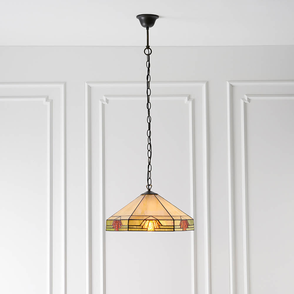 Interiors 1900 Nevada Medium Pendant - Handcrafted Tiffany Style Glass