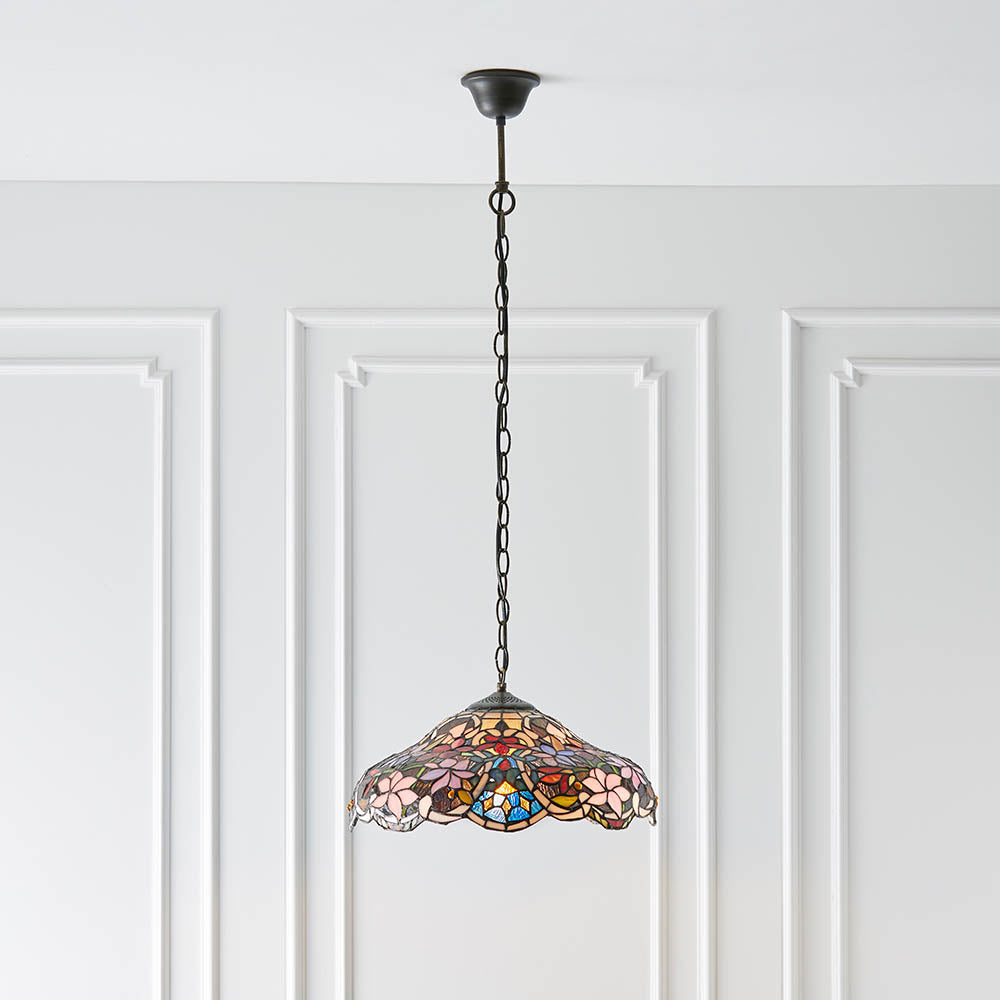 Interiors 1900 Sullivan Medium Pendant - Handcrafted Tiffany Style Glass