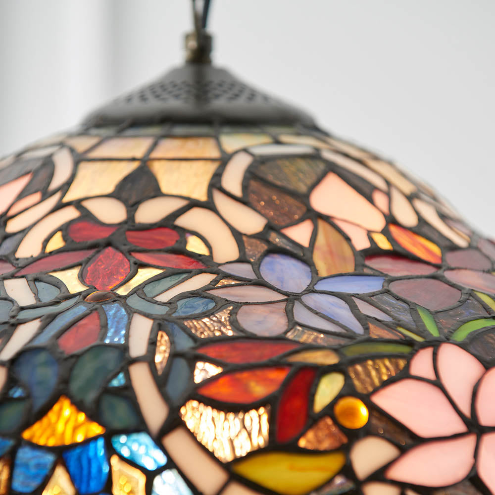 Interiors 1900 Sullivan Medium Pendant - Handcrafted Tiffany Style Glass
