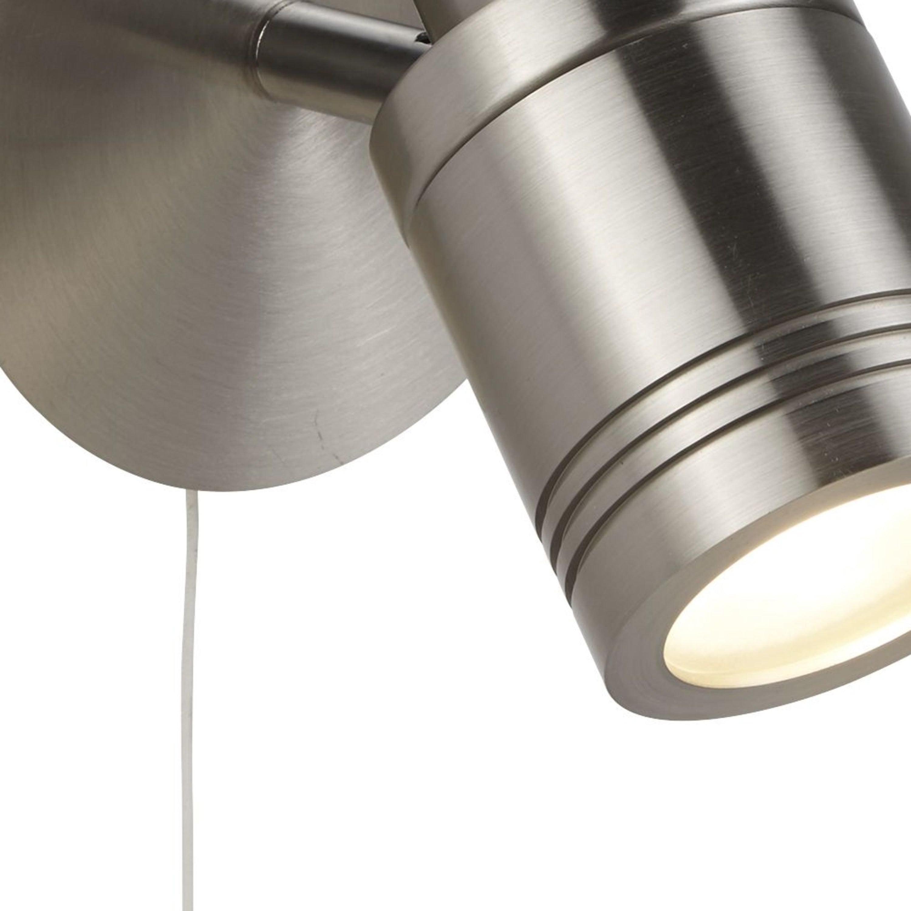 Searchlight Saker Single IP44 Bathroom Spot Wall Bracket, Satin Silver
