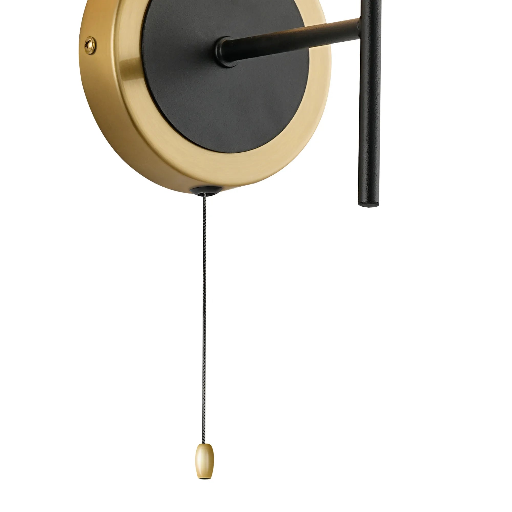 Sycamore Switched Wall Light with 15cm Round Segment Glass Shade - Brass, Clear & Satin Black