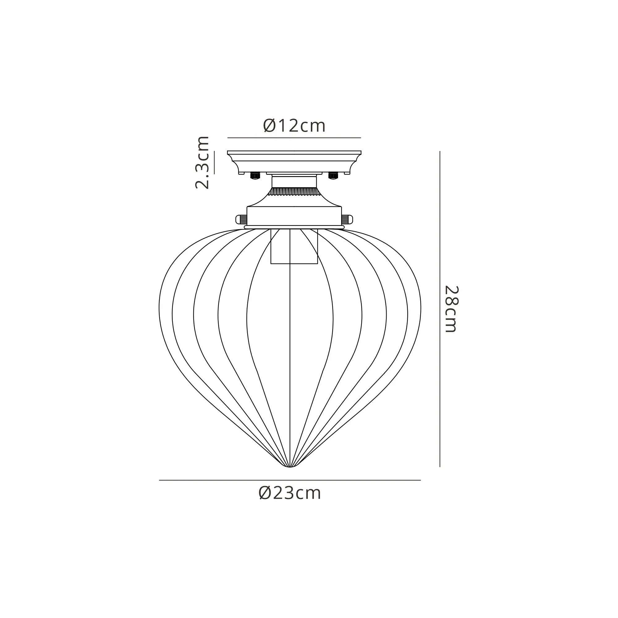 Grove Flush Ceiling Light with Flower Bud Shade - Polished Nickel & Cognac