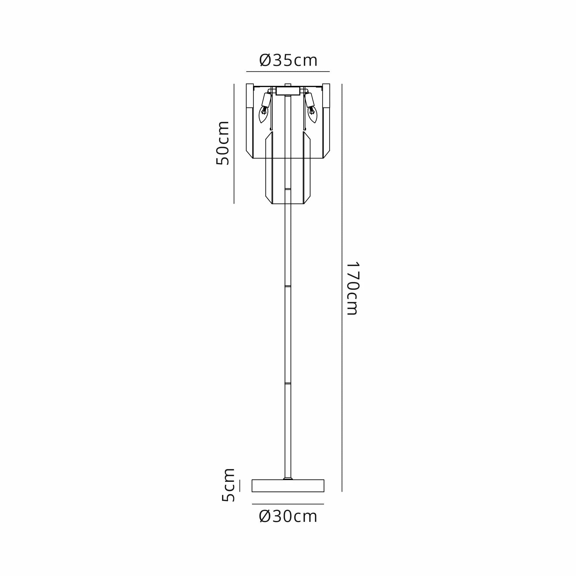Cedar 168cm Floor Lamp 5 Light - Polished Nickel & Clear