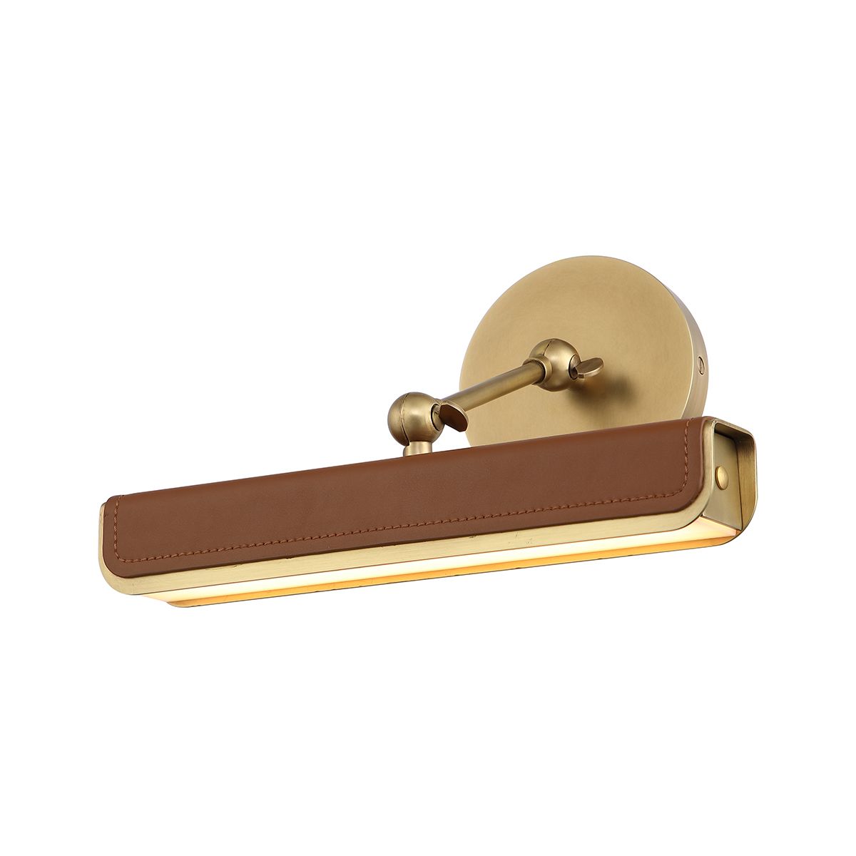 Quintiesse Valise Small LED Picture Light - Vintage Brass & Cognac Leather