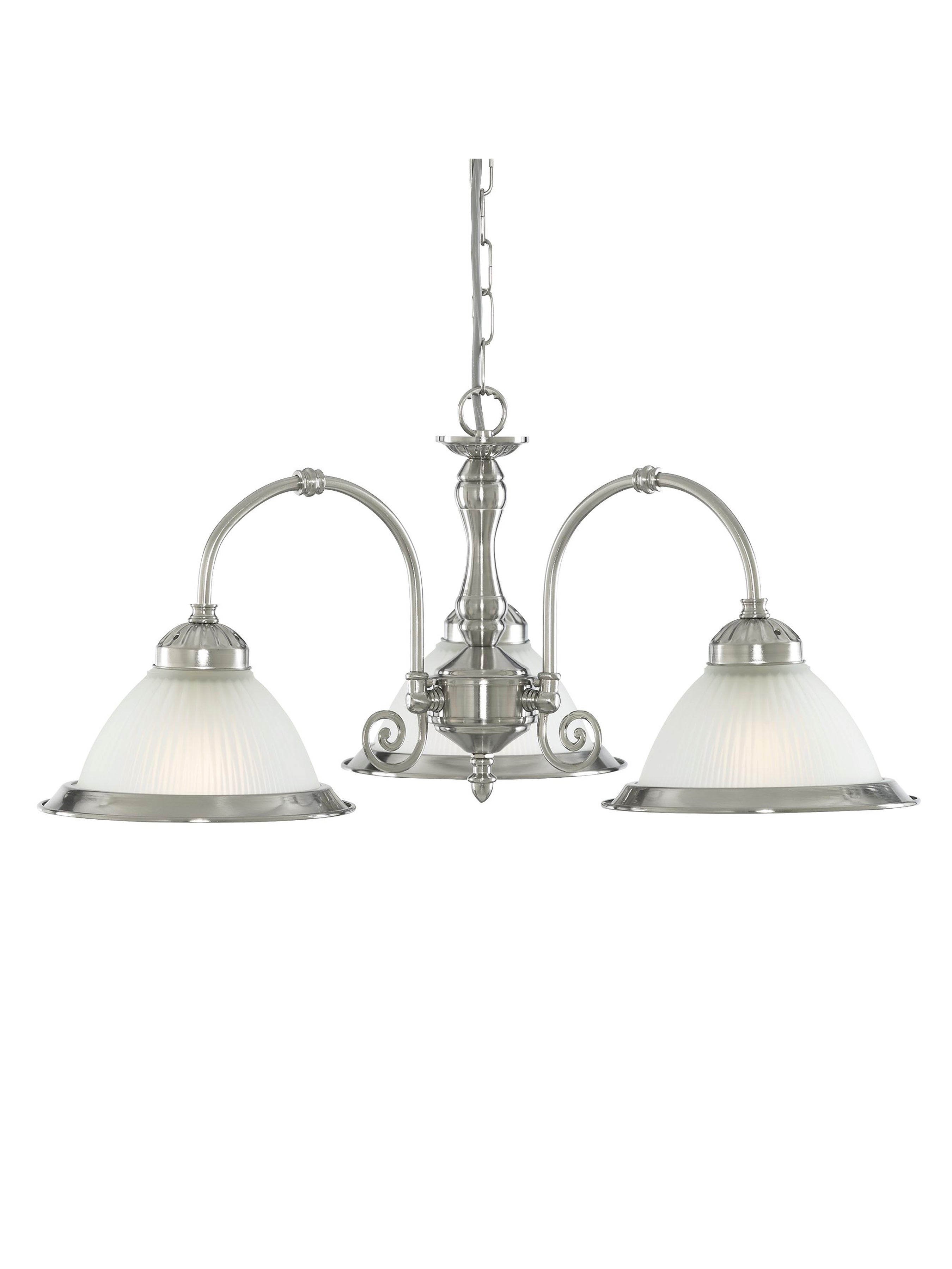 Searchlight Aintree  3 Light Ceiling Light - Satin Silver & Acid Glass