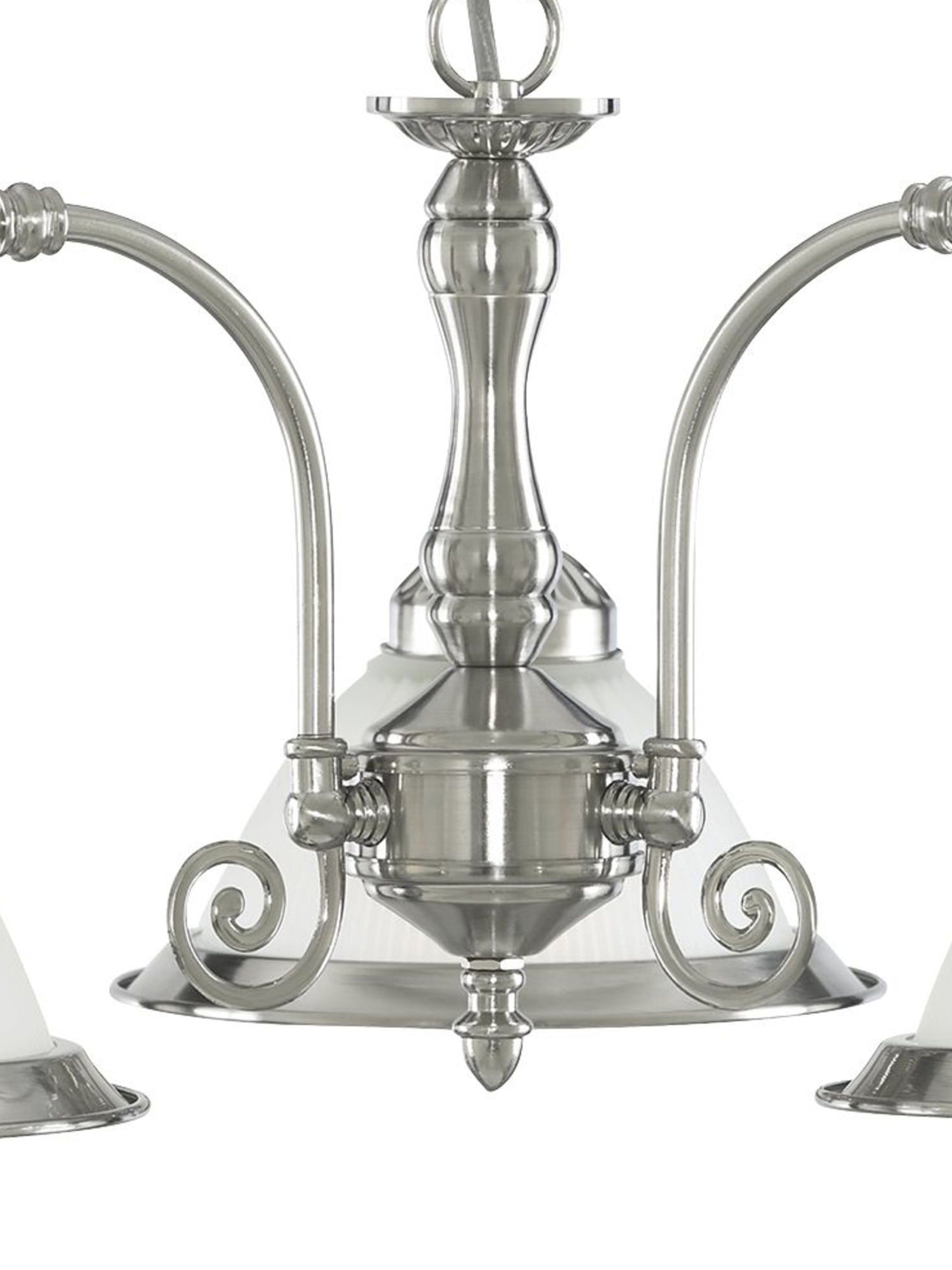 Searchlight Aintree  3 Light Ceiling Light - Satin Silver & Acid Glass
