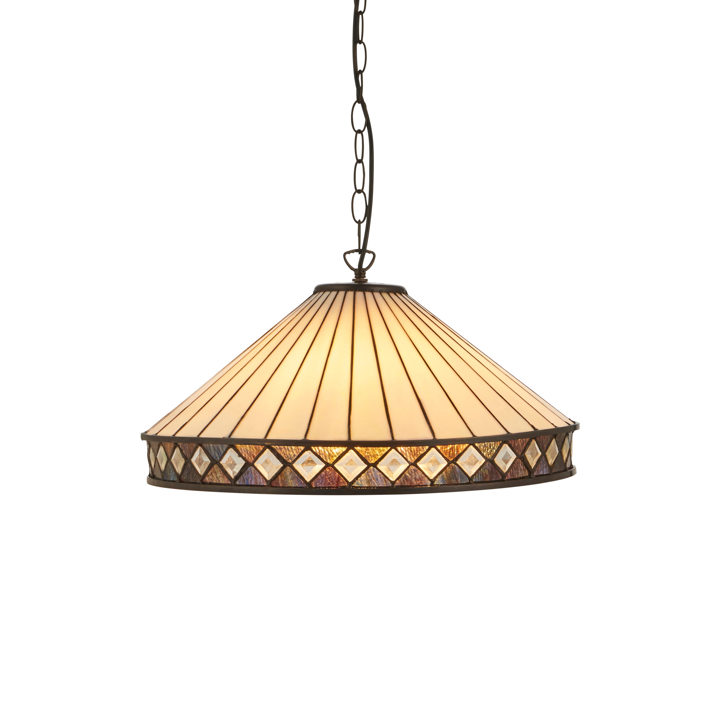 Interiors 1900 Fargo 3 Light Pendant - Handcrafted Tiffany Style Glass