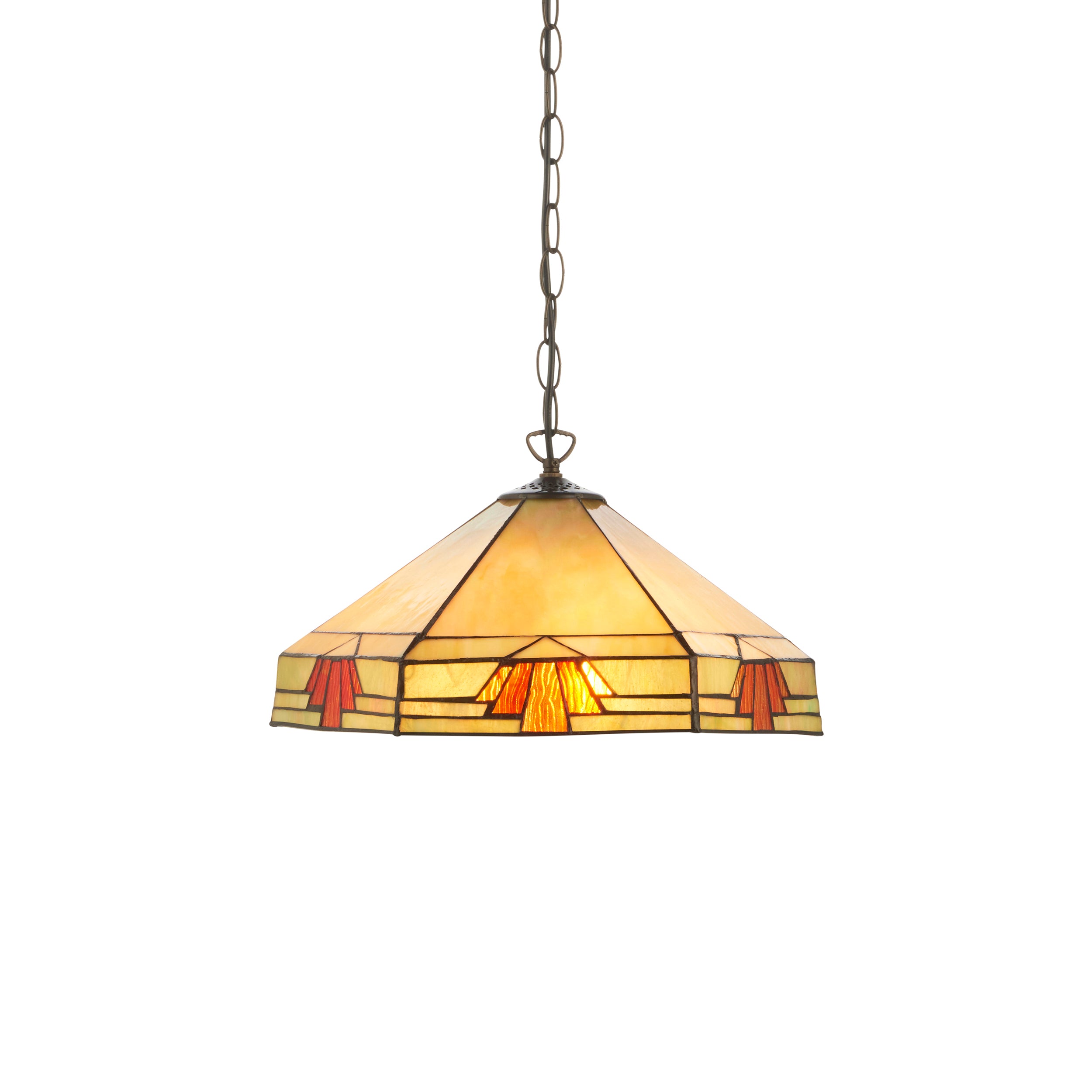 Interiors 1900 Nevada 3 Light Pendant - Handcrafted Tiffany Style Glass