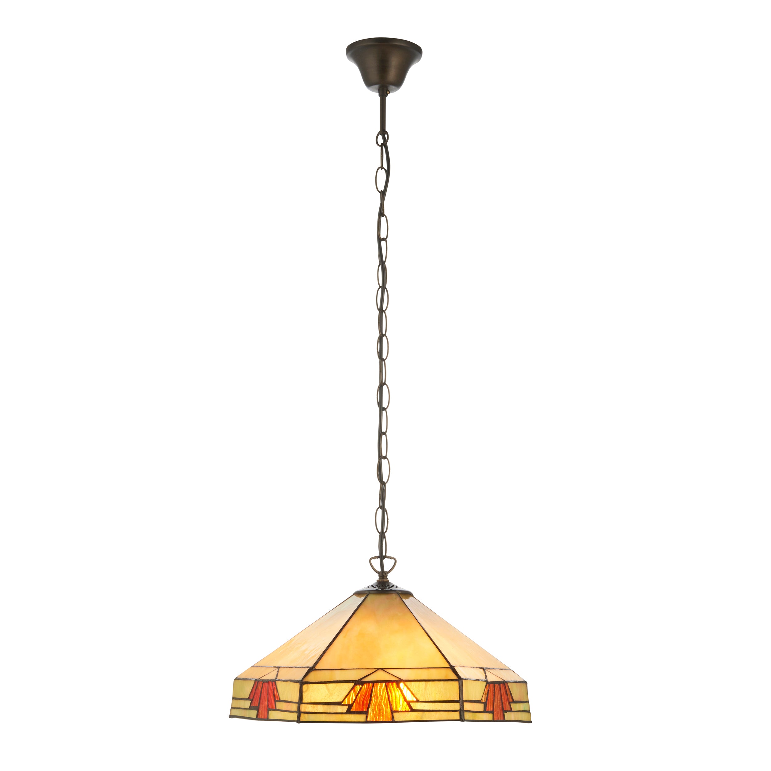 Interiors 1900 Nevada 3 Light Pendant - Handcrafted Tiffany Style Glass