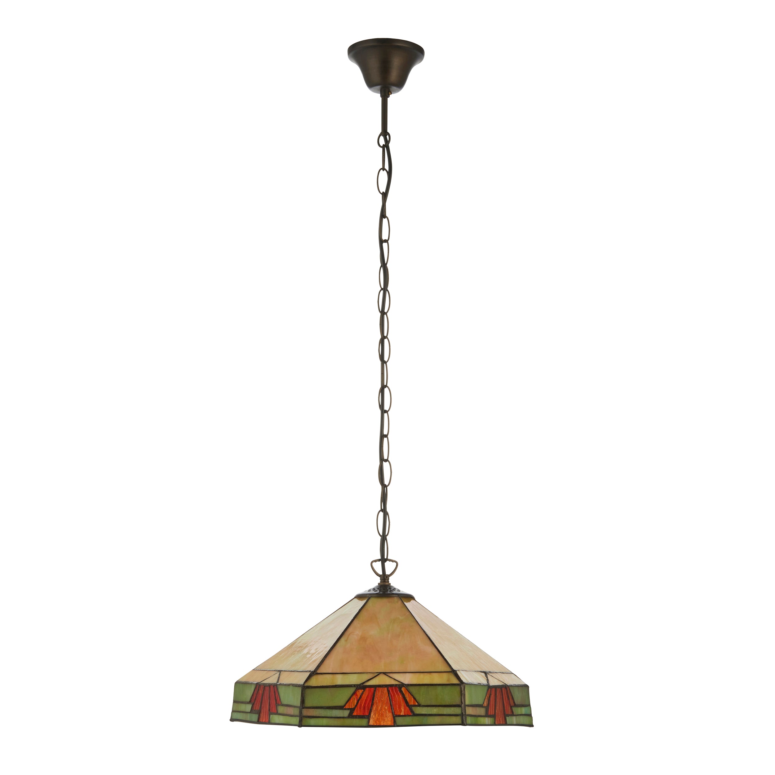 Interiors 1900 Nevada 3 Light Pendant - Handcrafted Tiffany Style Glass
