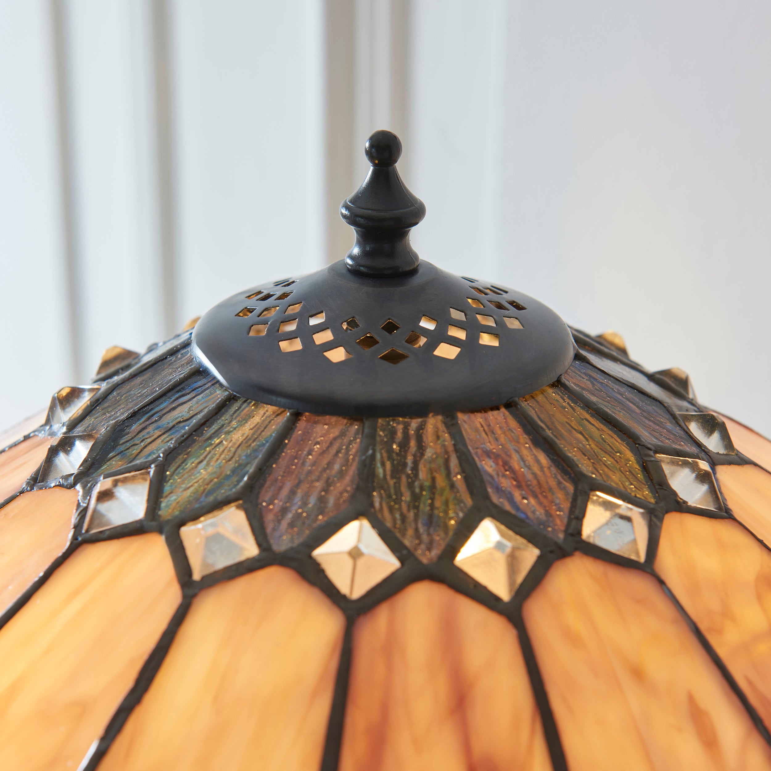 Interiors 1900 Brooklyn Medium 2 Light Table Lamp -Handcrafted Tiffany Style Glass