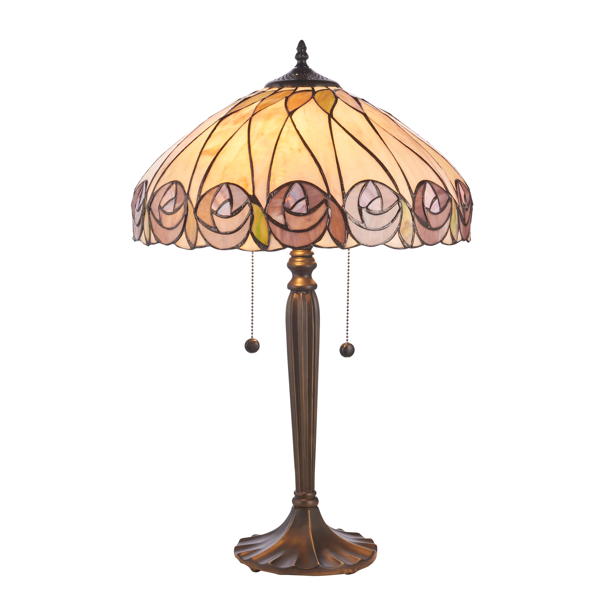 Interiors 1900 Hutchinson Large 2 Light Table Lamp -Handcrafted Tiffany Style Glass
