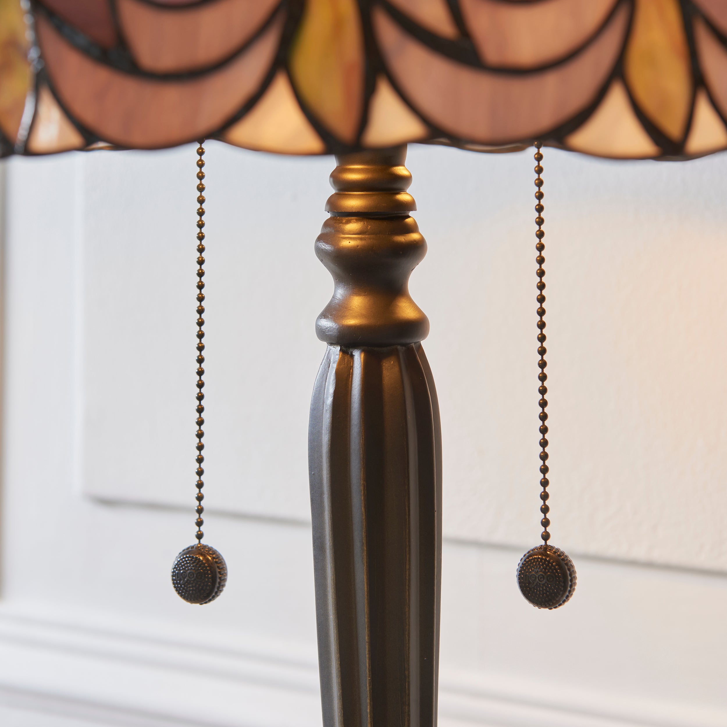 Interiors 1900 Hutchinson Large 2 Light Table Lamp -Handcrafted Tiffany Style Glass