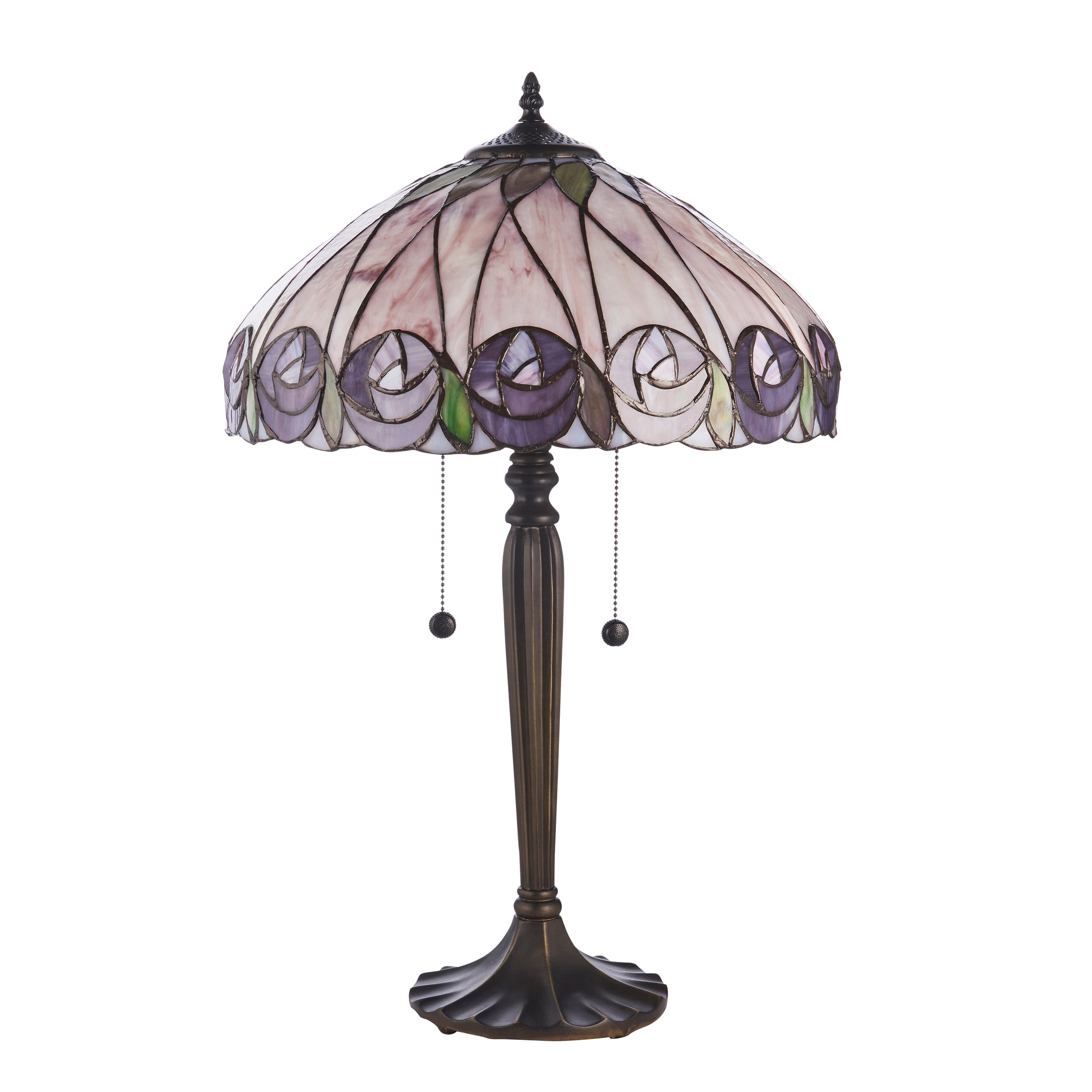 Interiors 1900 Hutchinson Large 2 Light Table Lamp -Handcrafted Tiffany Style Glass