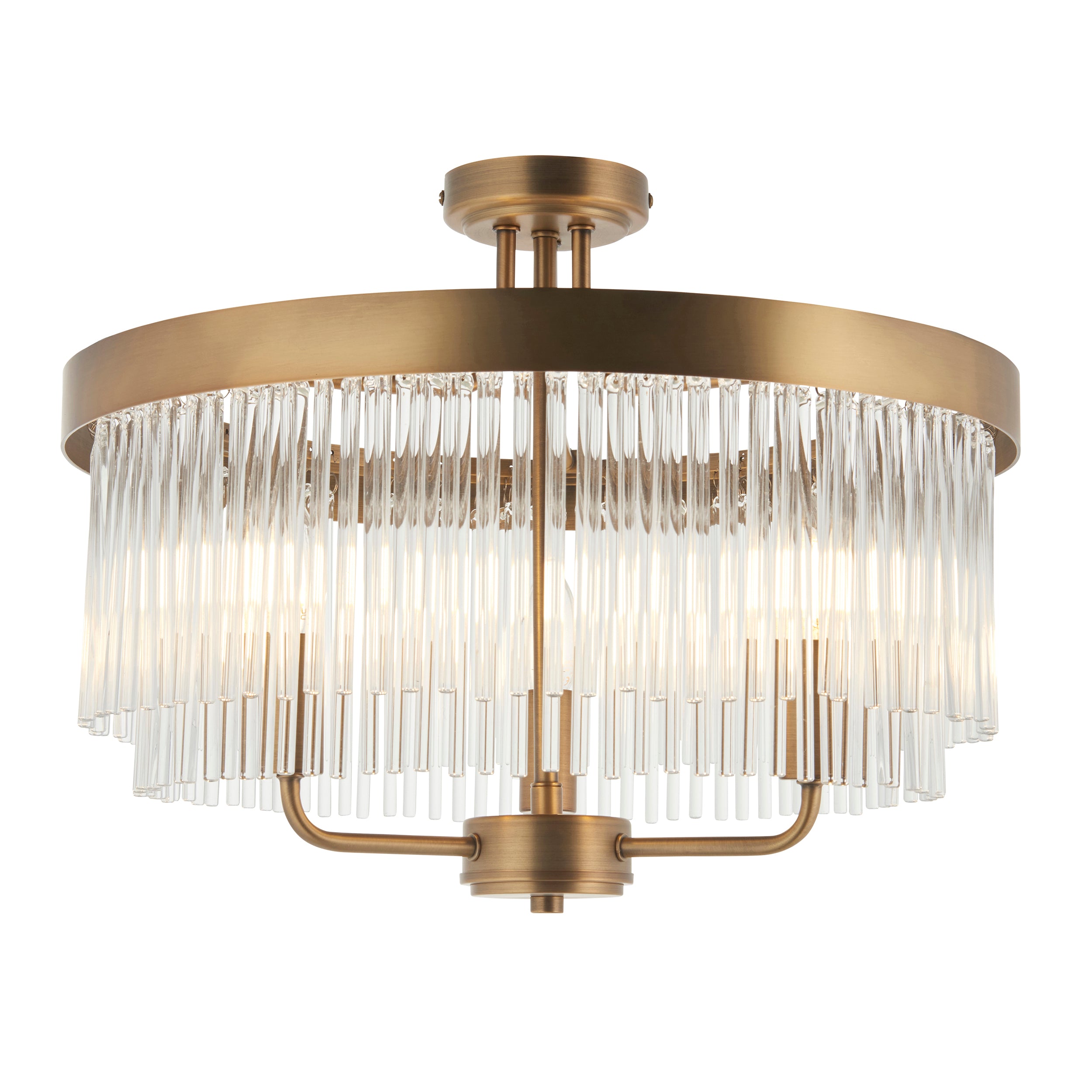 Endon Heathcliff Wall   - Brushed Aged Brass Plate, Oak Stained Wood & Natural Faux Linen