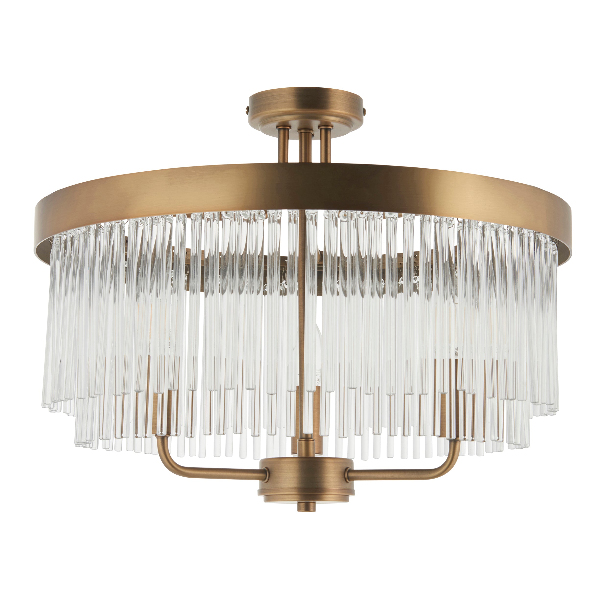 Endon Heathcliff Wall   - Brushed Aged Brass Plate, Oak Stained Wood & Natural Faux Linen