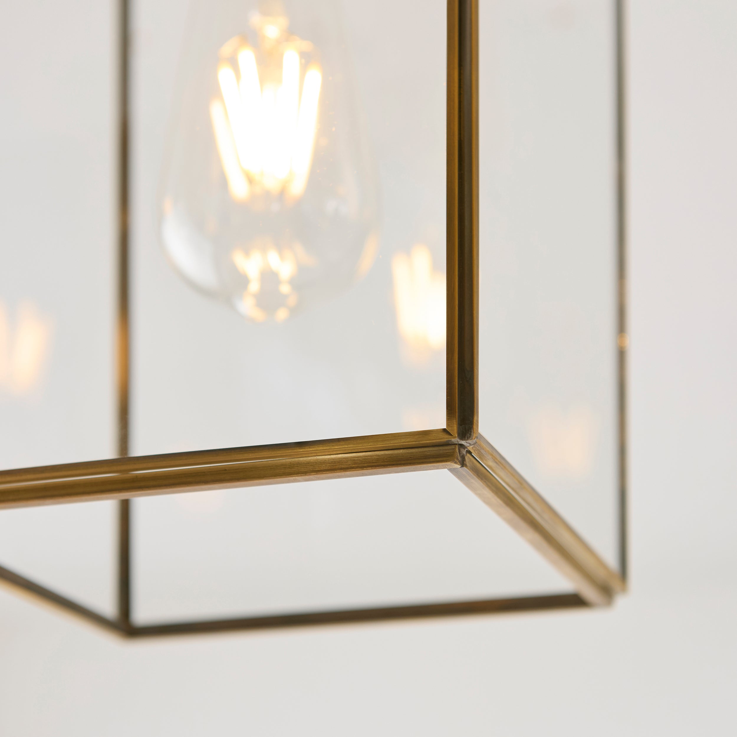 Endon Hammond Flush   - Antique Solid Brass, Brushed Aged Brass Plate & Clear Glass