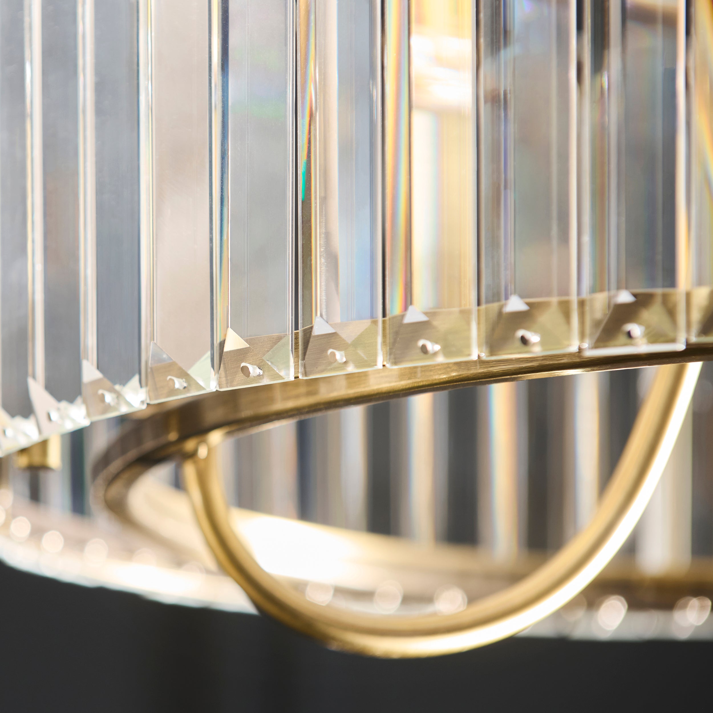 Endon Visconti 3 Light Semi Flush   - Antique Brass Plate & Clear Glass