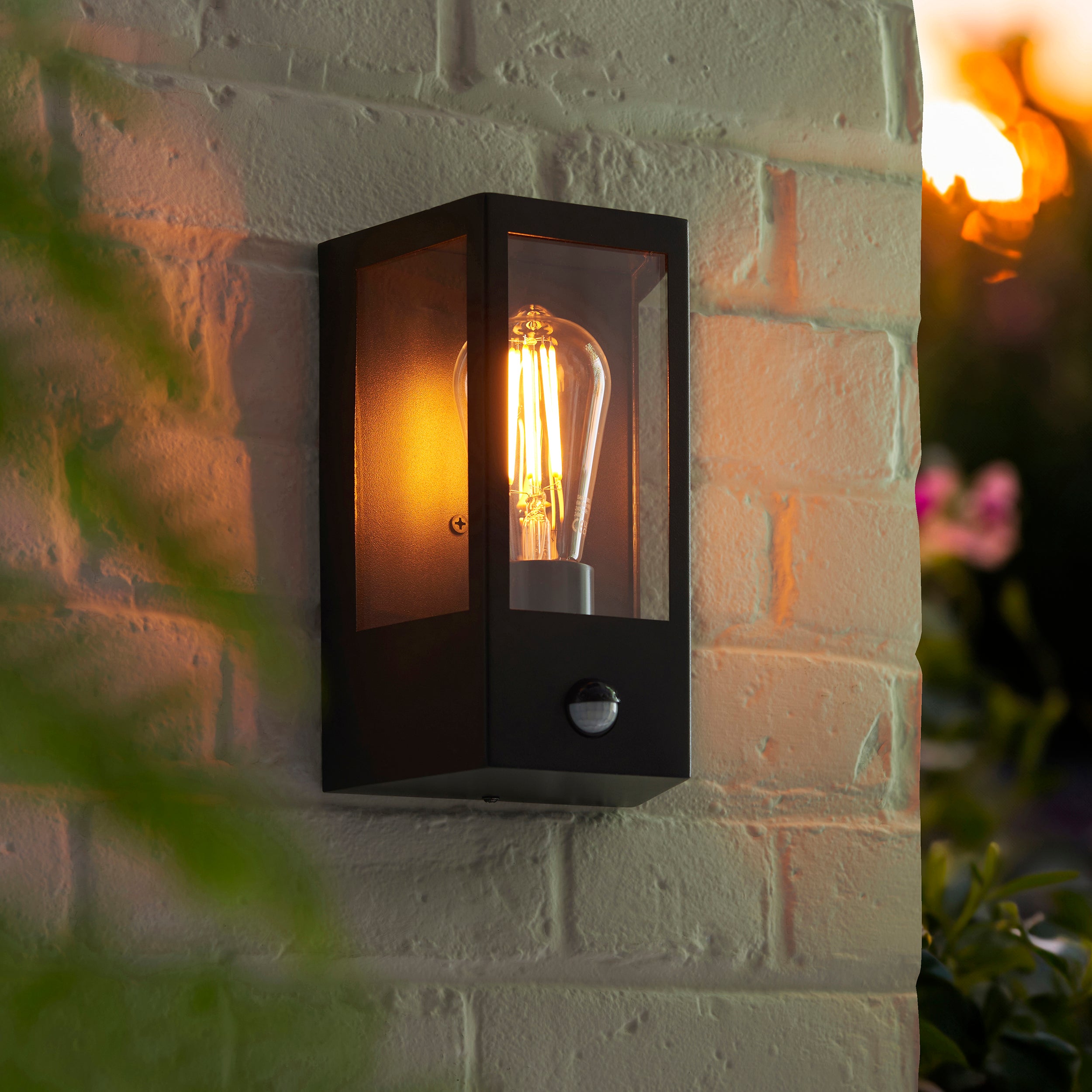 Endon Huntington Pir Wall Light - Matt Black & Clear Glass