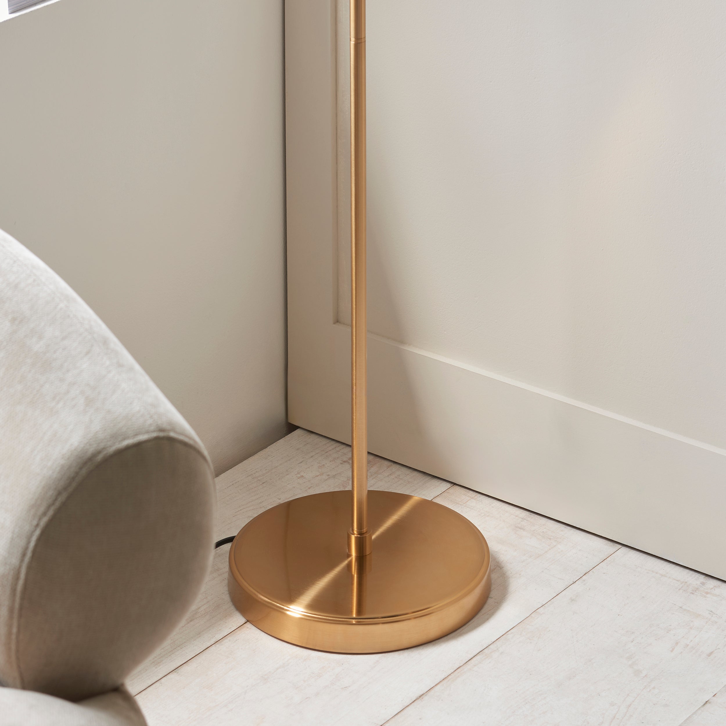 Endon Ashcroft Floor - Brushed Aged Brass Plate & Clear Glass