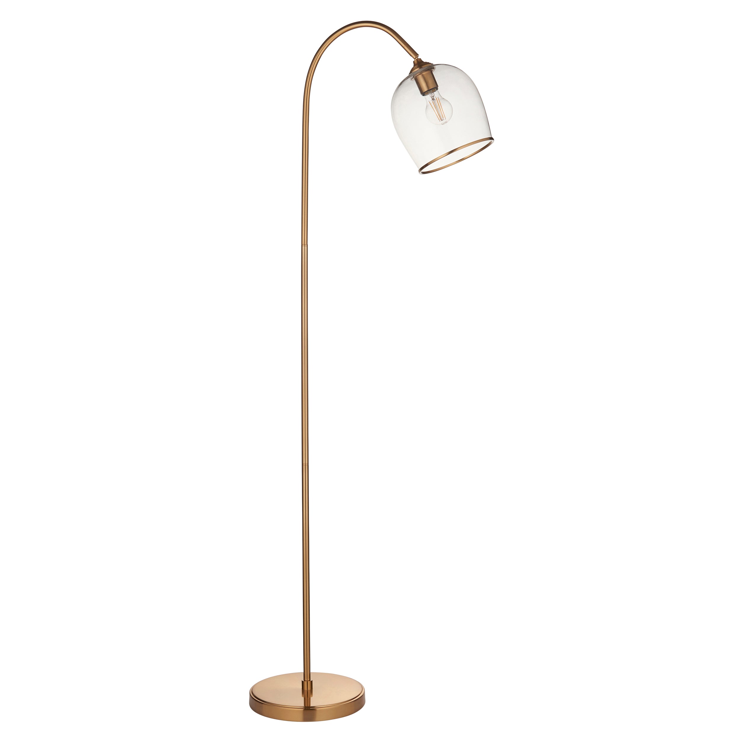 Endon Ashcroft Floor - Brushed Aged Brass Plate & Clear Glass