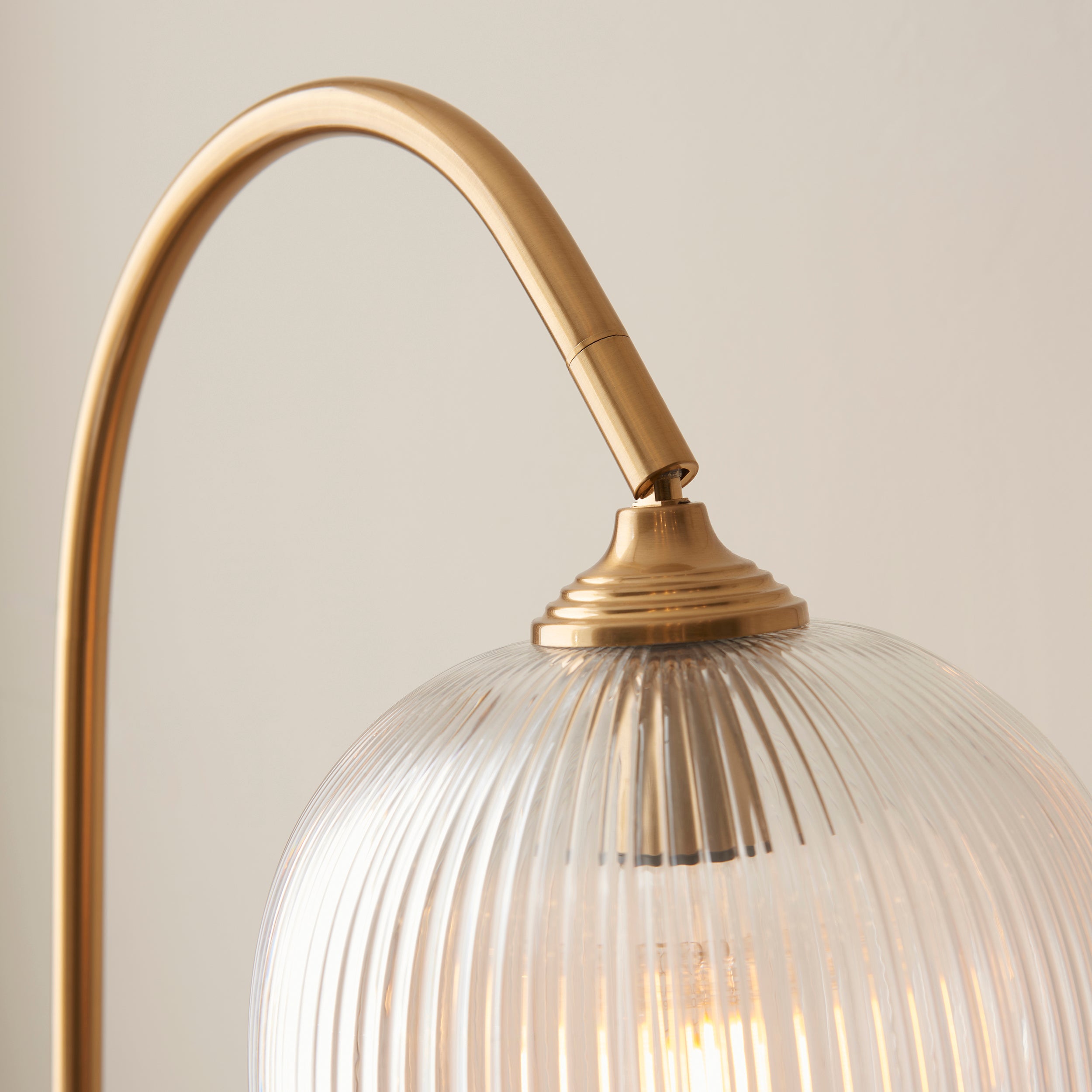 Endon Ashcroft Ribbed Floor - Brushed Aged Brass Plate & Clear Ribbed Glass