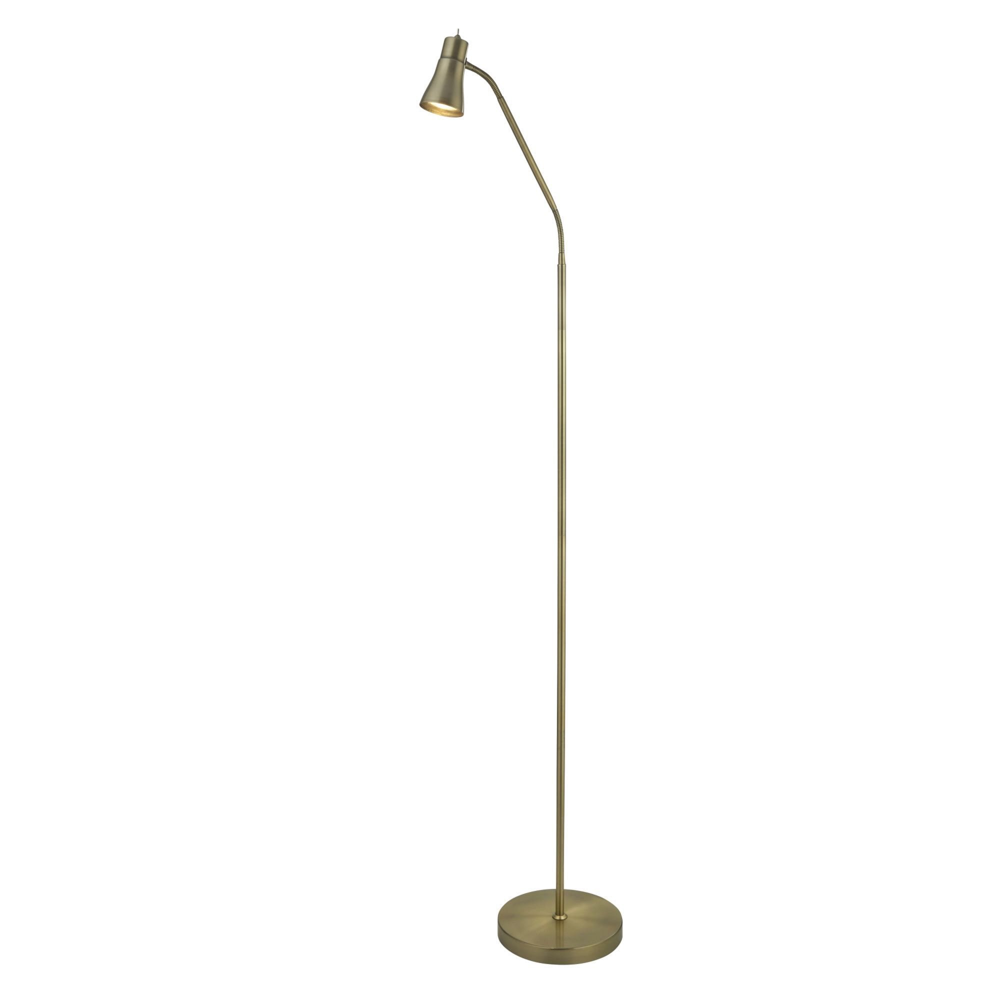 Searchlight Firdale, Floor Lamp Single With Flexi Head, Antique Brass