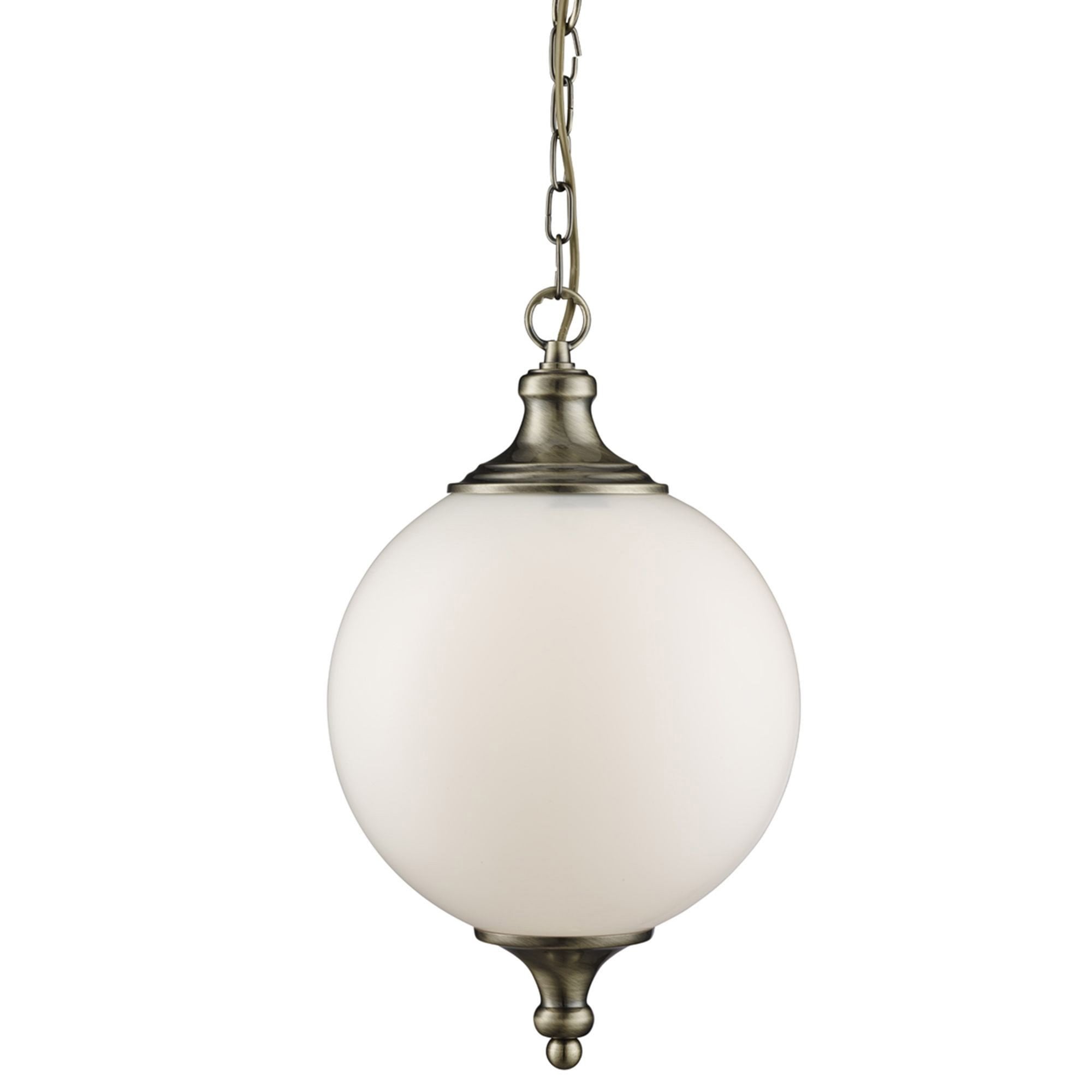 Searchlight Autumn - Single Pendant, Antique Brass, Opal Glass