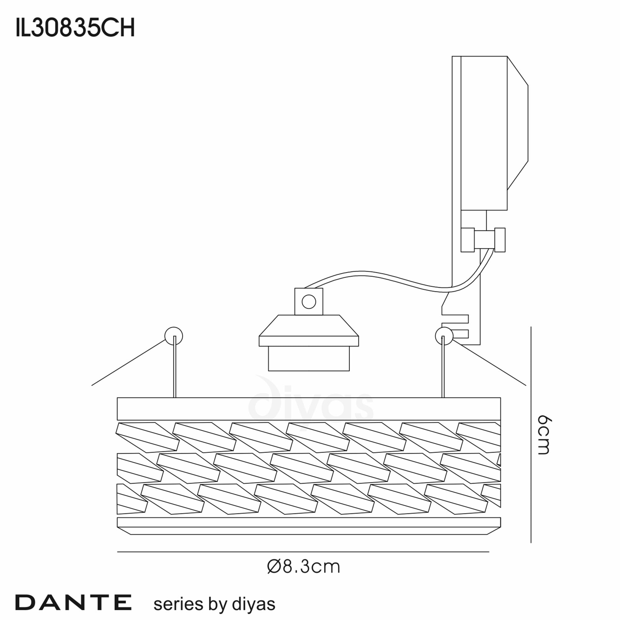 Diyas IL30835CH Dante GU10 Downlight With 3 Levels Of Crystal Beads Polished Chrome/Clear