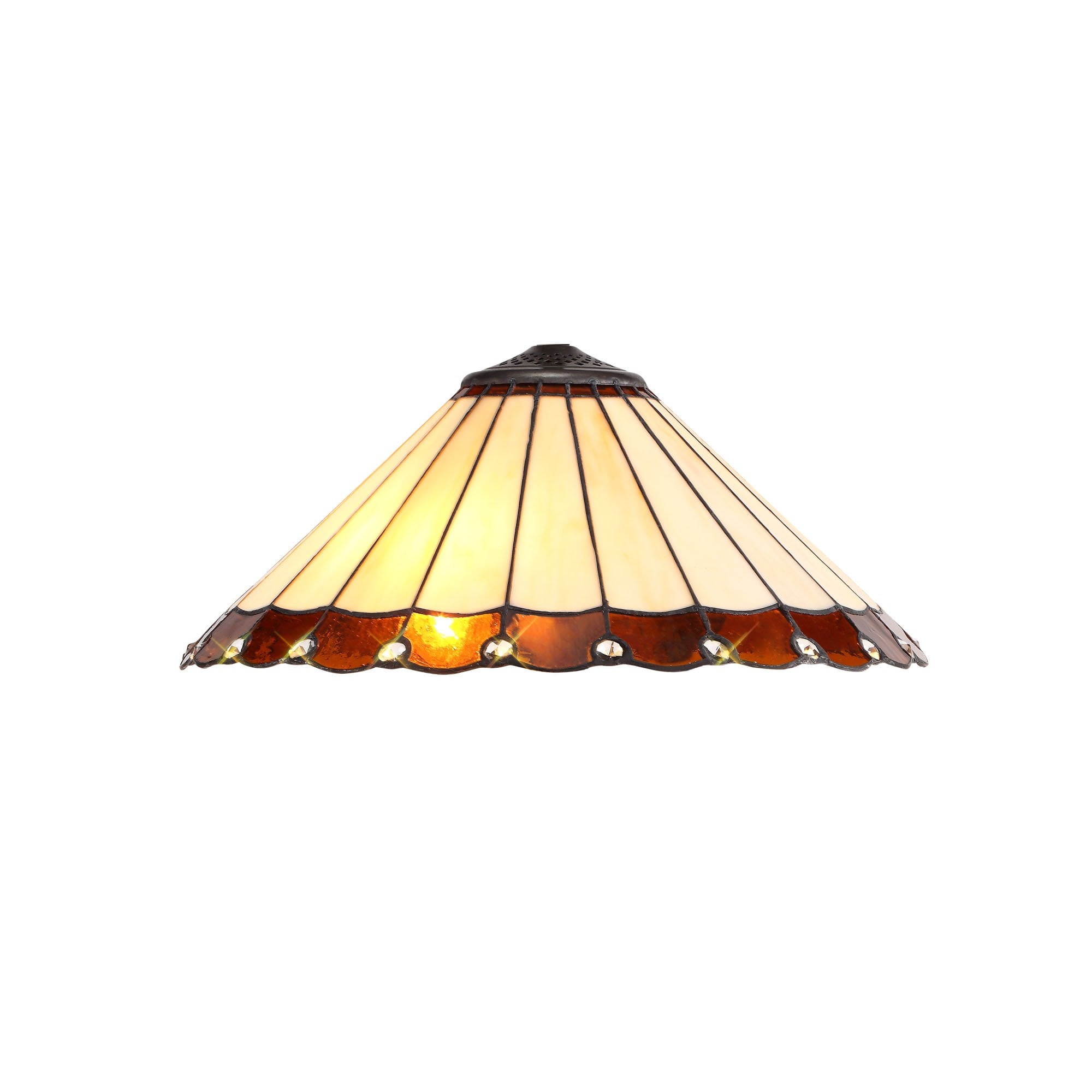 Fabula Amberley 2 Light Leaf Design Floor Lamp - 40cm Tiffany Shade - Amber & Cream