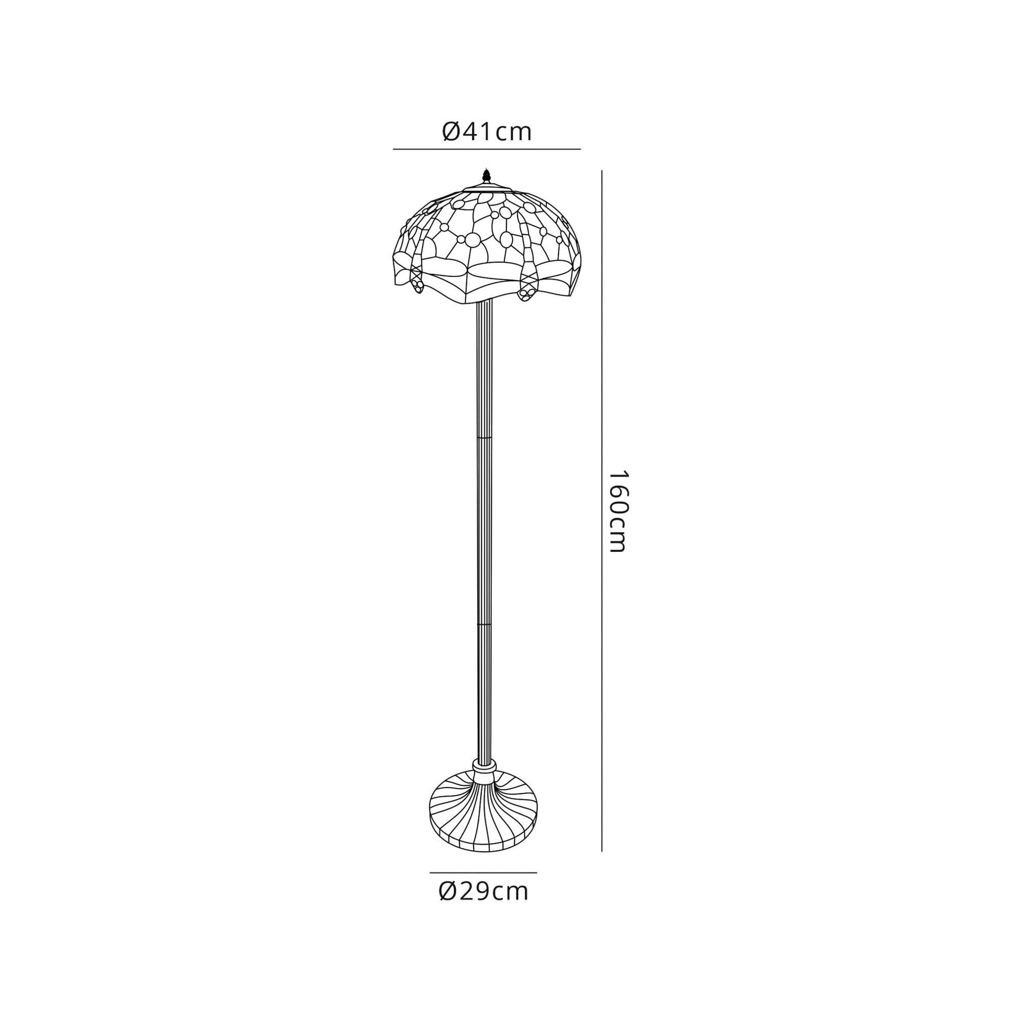 Fabula Hornbeam 2 Light Stepped Design Floor Lamp - 40cm Tiffany Shade - Blue & Orange