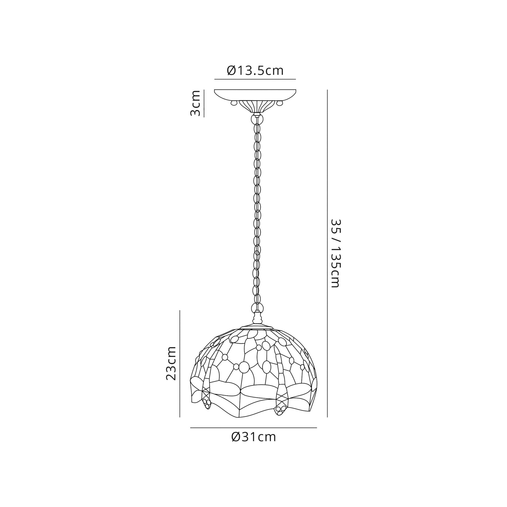 Fabula Hornbeam 3 Light Downlighter Pendant - 30cm Tiffany Shade - Blue & Orange