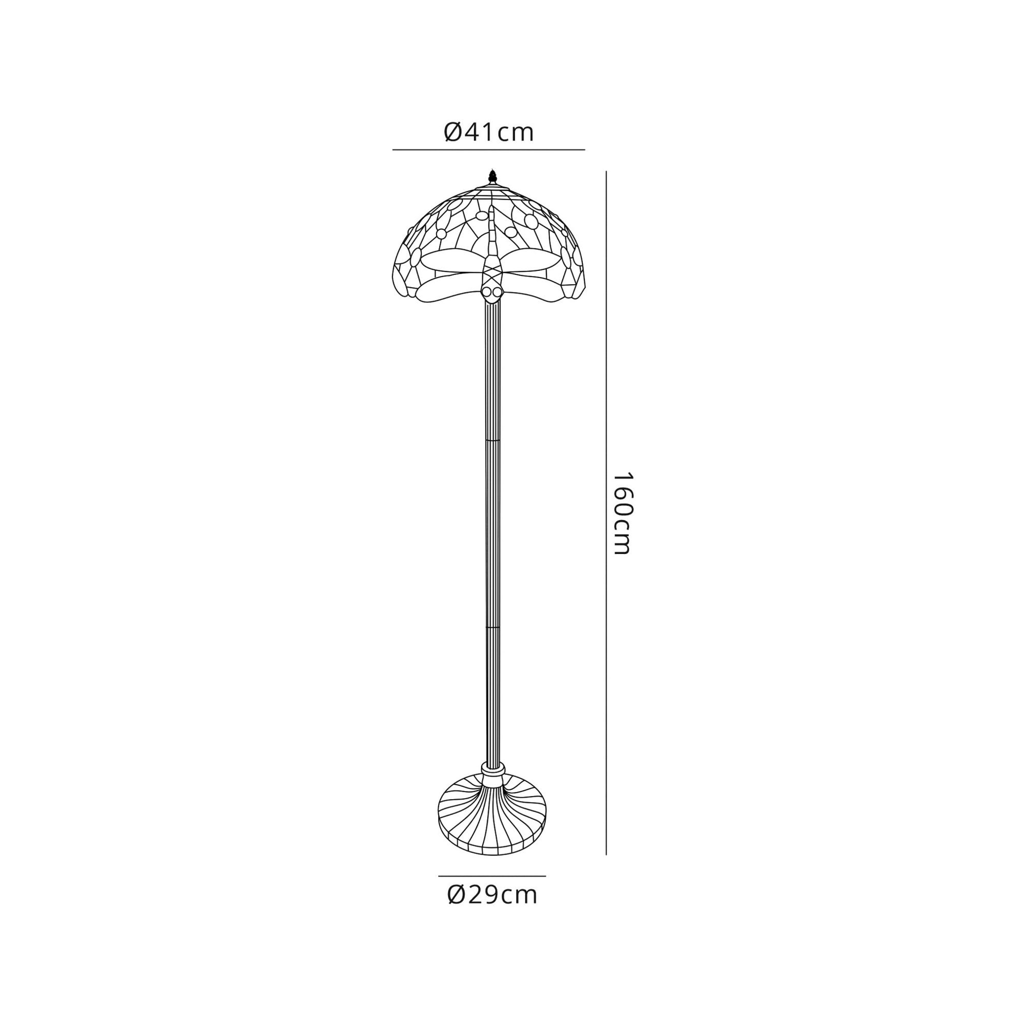 Fabula Hornbeam 2 Light Leaf Design Floor Lamp - 40cm Tiffany Shade - Purple & Pink
