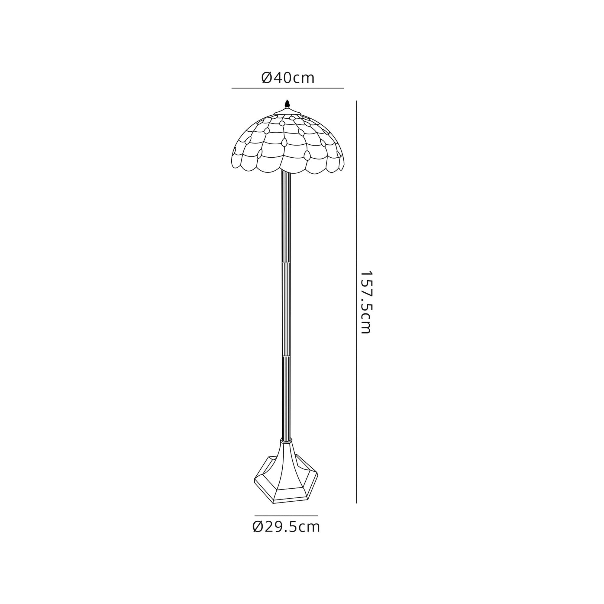 Fabula Crescent 2 Light Octagonal Floor Lamp - 40cm Tiffany Shade - Beige