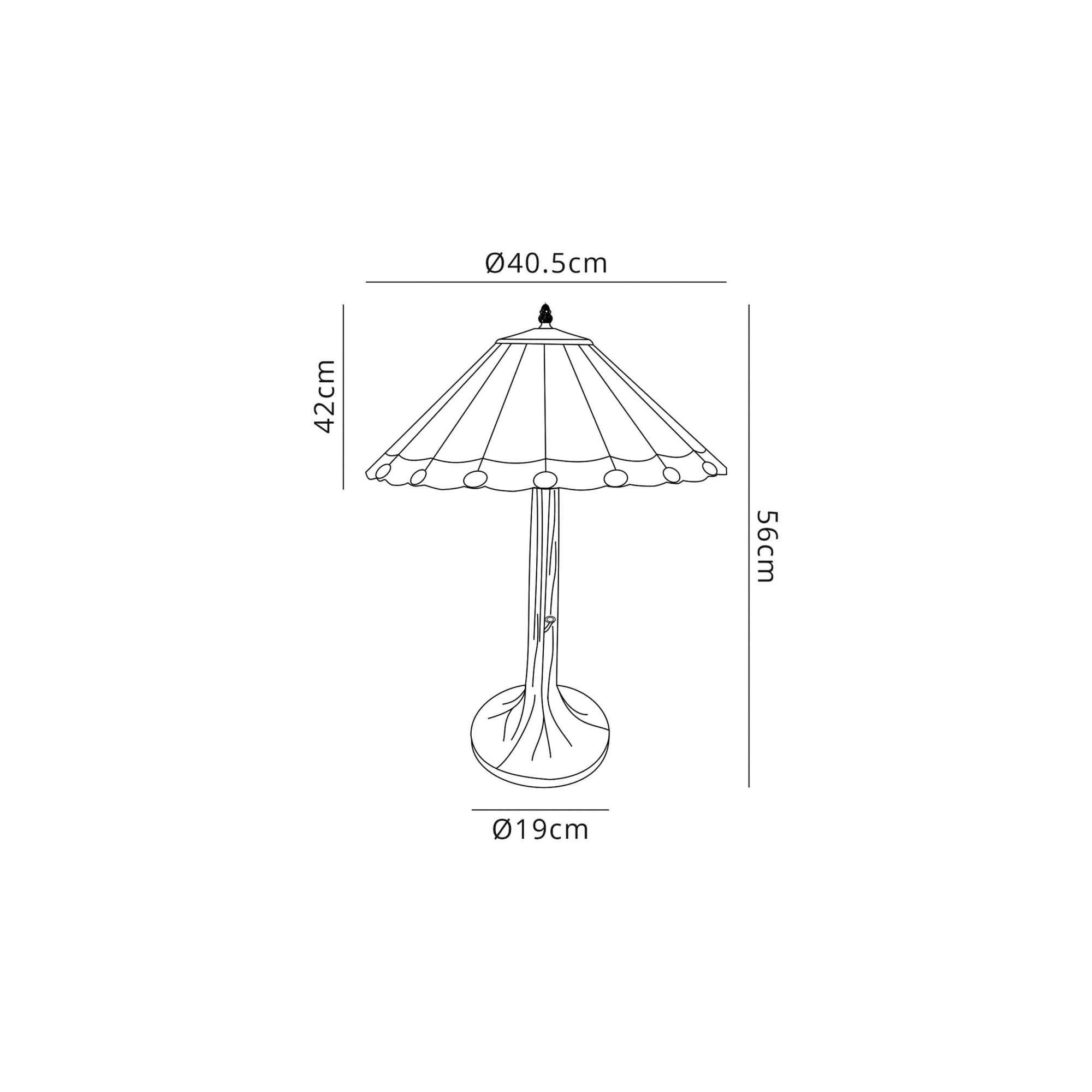 Fabula Amberley 2 Light Tree Like Table Lamp - 40cm Tiffany Shade - Green & Cream
