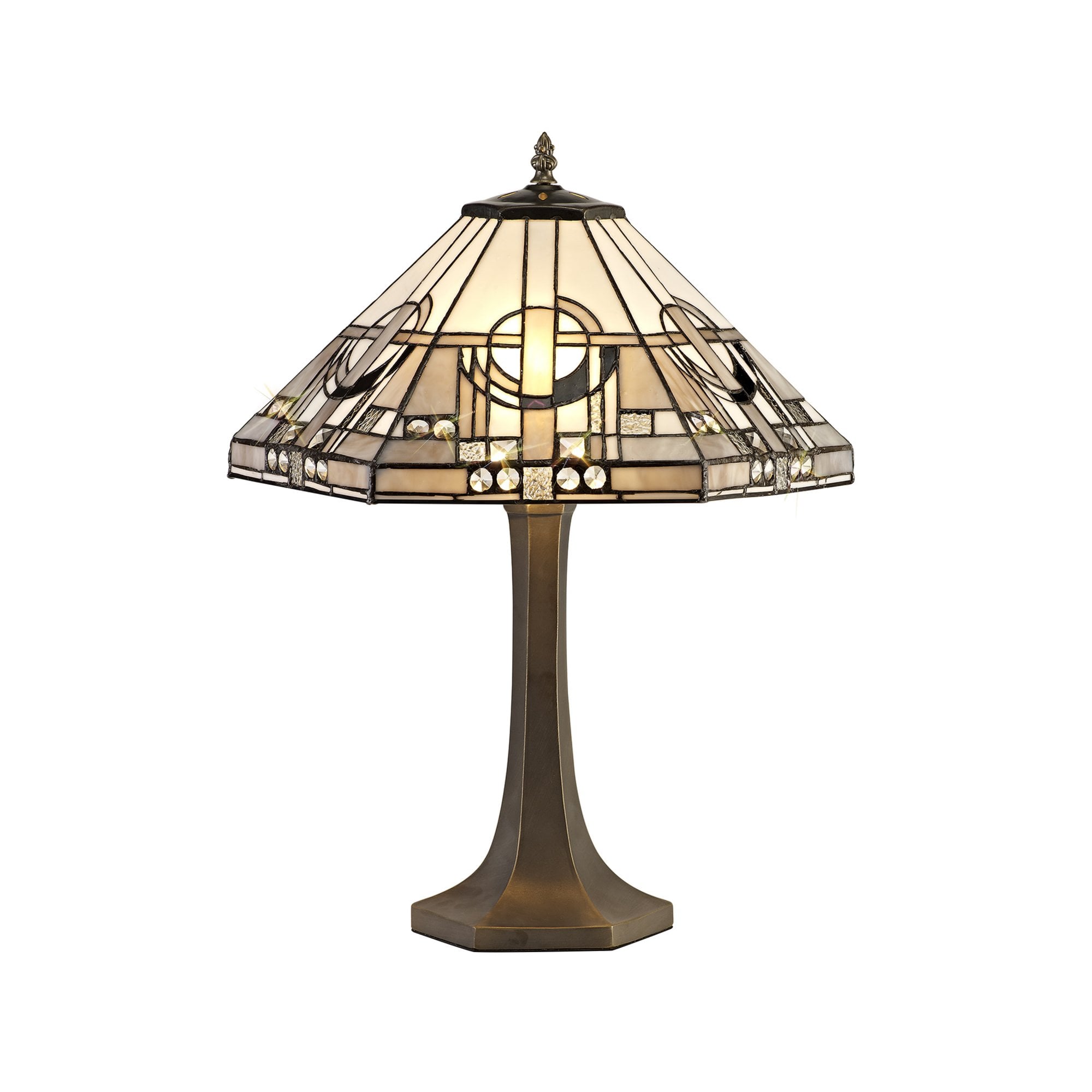 Fabula Cranbourne 2 Light Octagonal Table Lamp - 40cm Tiffany Shade - Grey