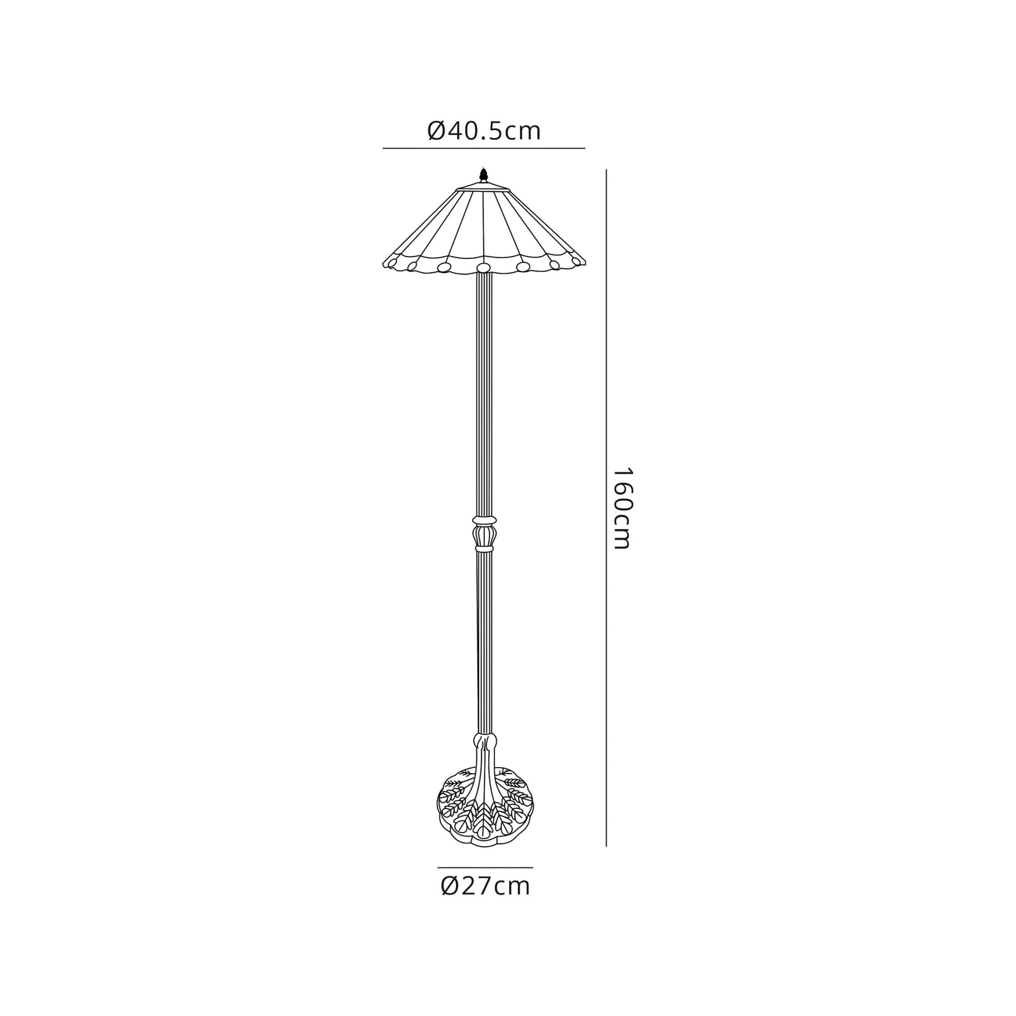 Fabula Amberley 2 Light Leaf Design Floor Lamp - 40cm Tiffany Shade - Green & Cream