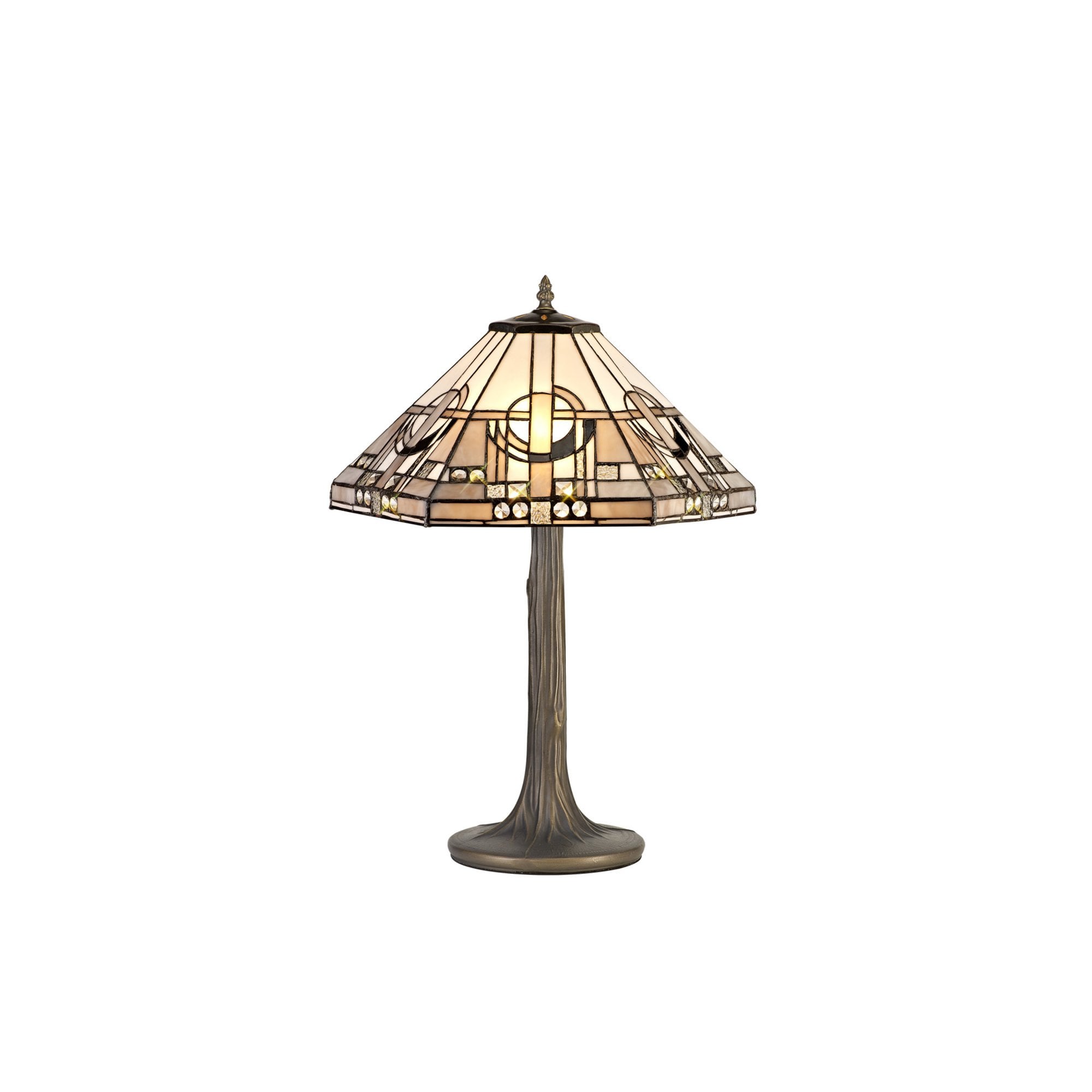Fabula Cranbourne 2 Light Tree Like Table Lamp - 40cm Tiffany Shade - Grey