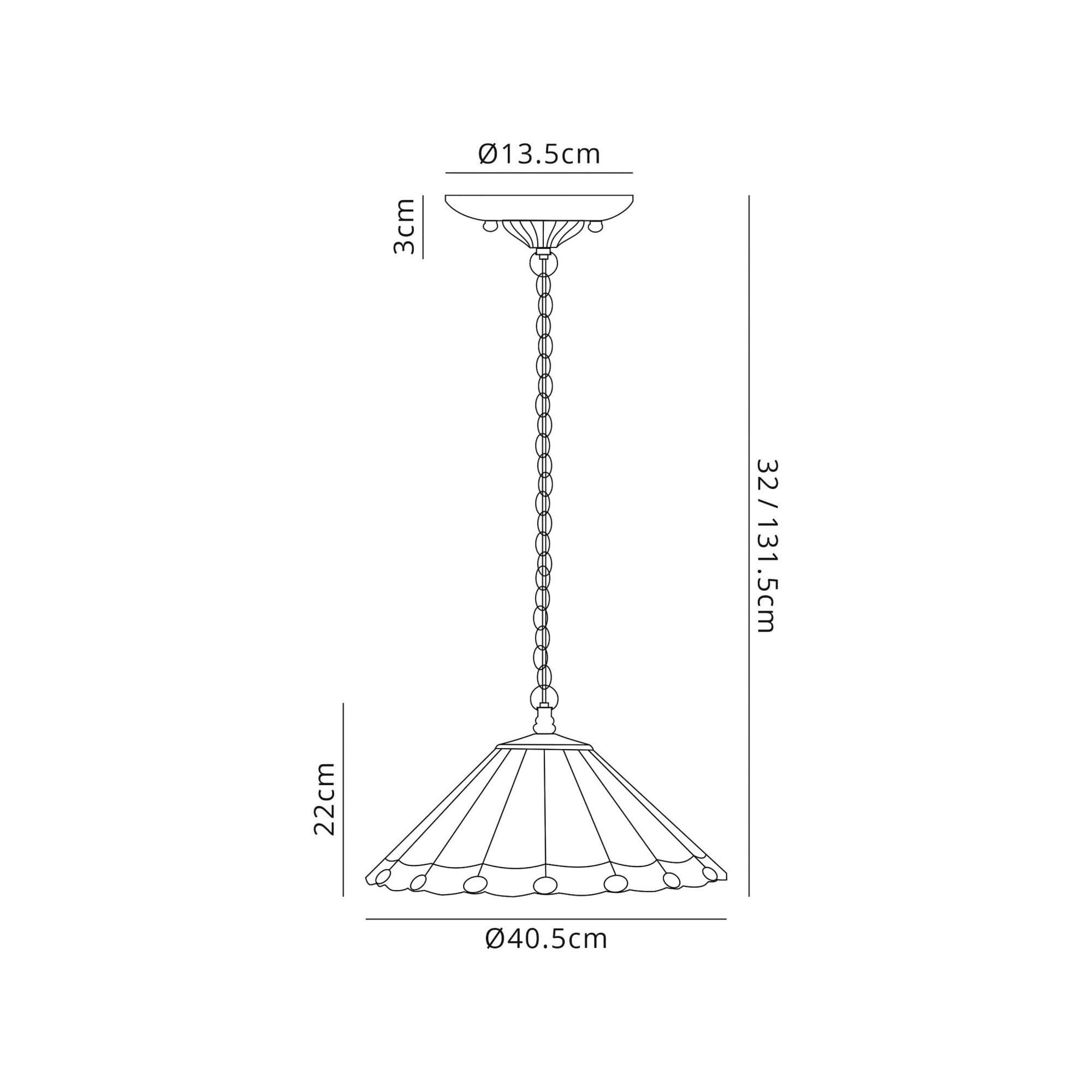 Fabula Amberley Single Downlighter Pendant - 40cm Tiffany Shade - Grey & Cream