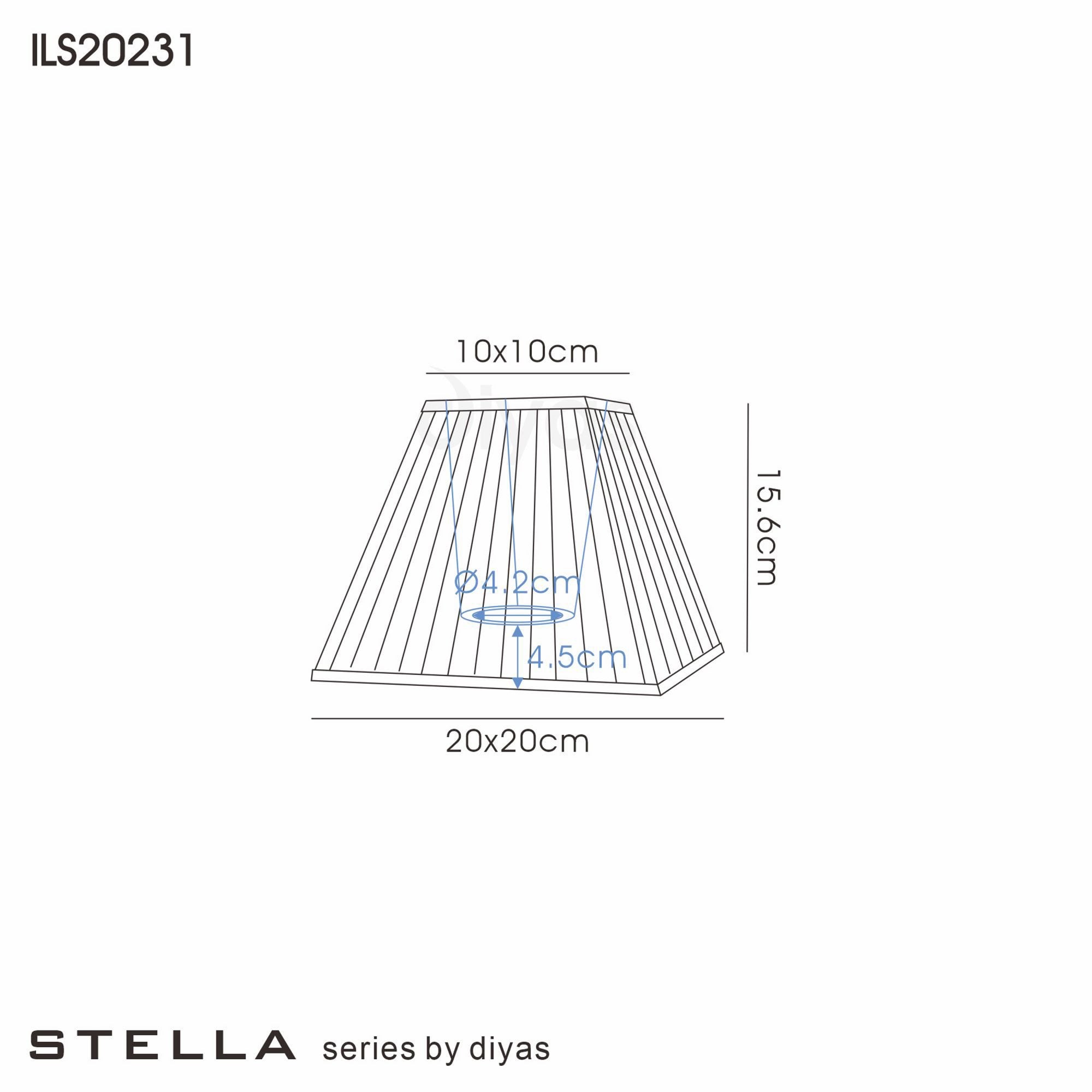 Diyas ILS20231 Leela Square Pleated Fabric Shade - White 10/20cm - Shade Only