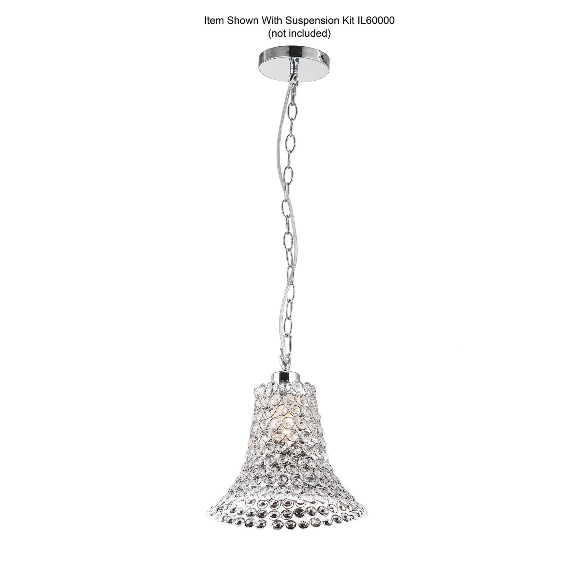 Diyas IL60010 Kudo Crystal Cone Shade -  Polished Chrome/Crystal - 23cm - Shade Only
