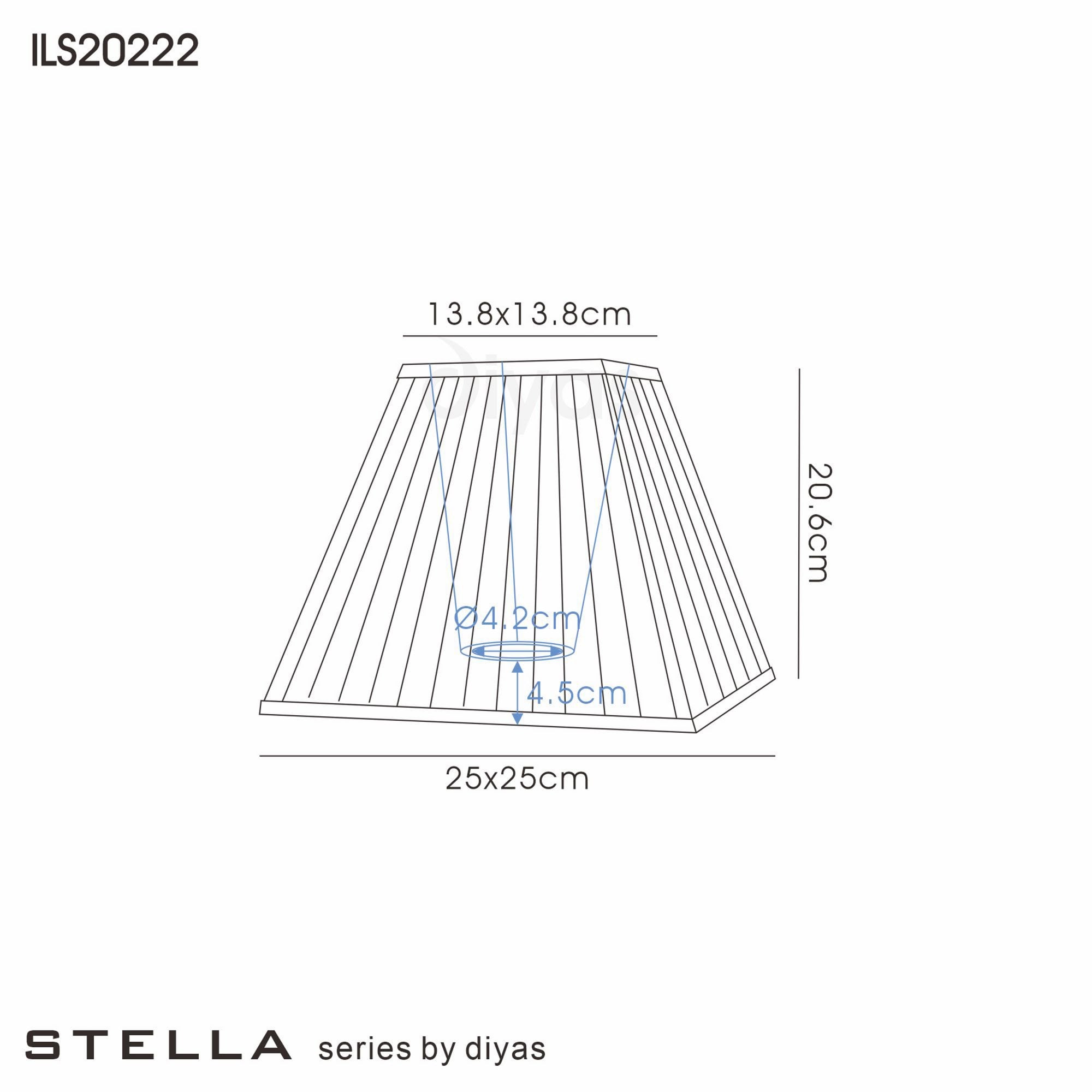 Diyas ILS20222 Leela Square Pleated Fabric Shade - Black 13.8/25cm - Shade Only