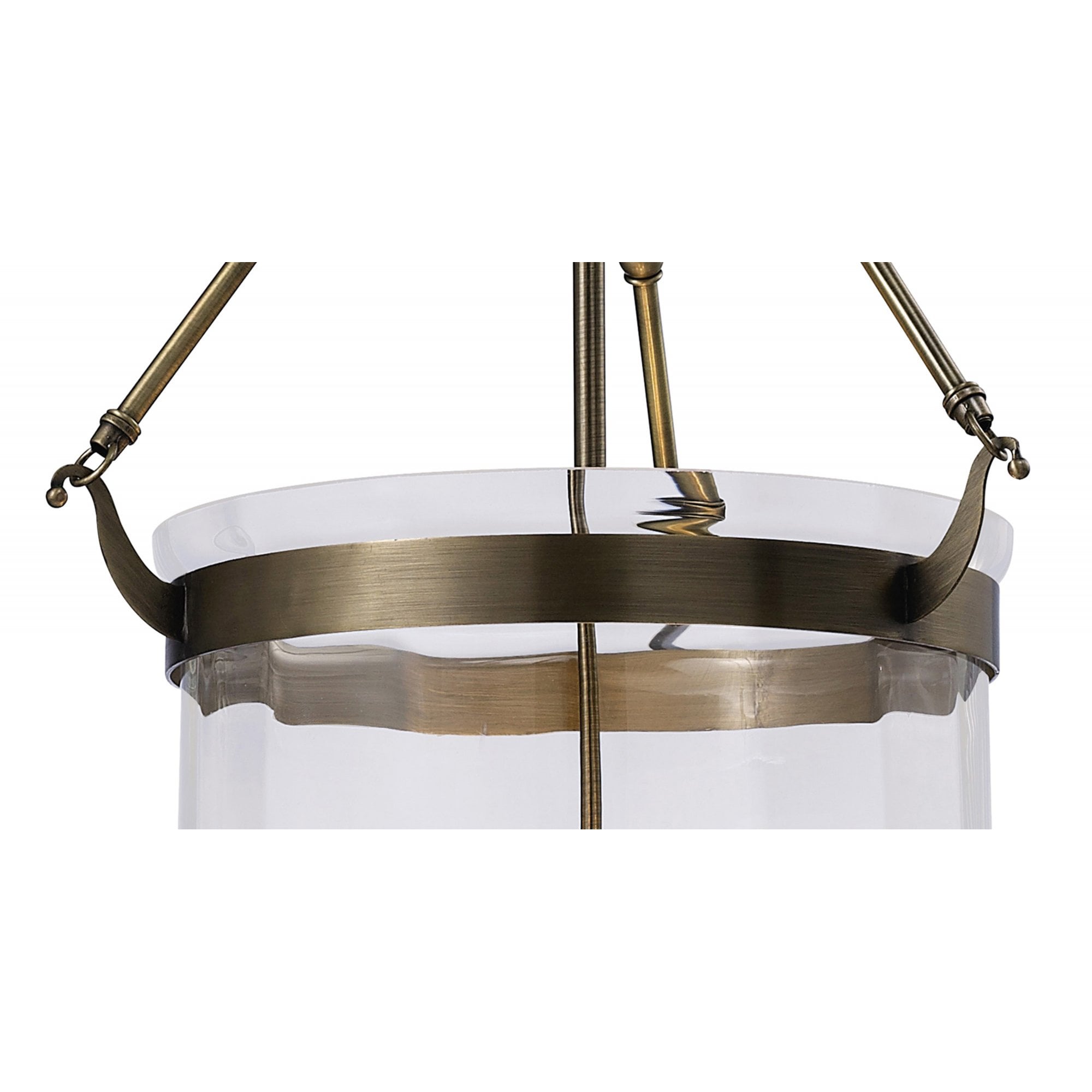 Diyas IL31077 Aubrey Pendant 4 Light Antique Brass/Glass