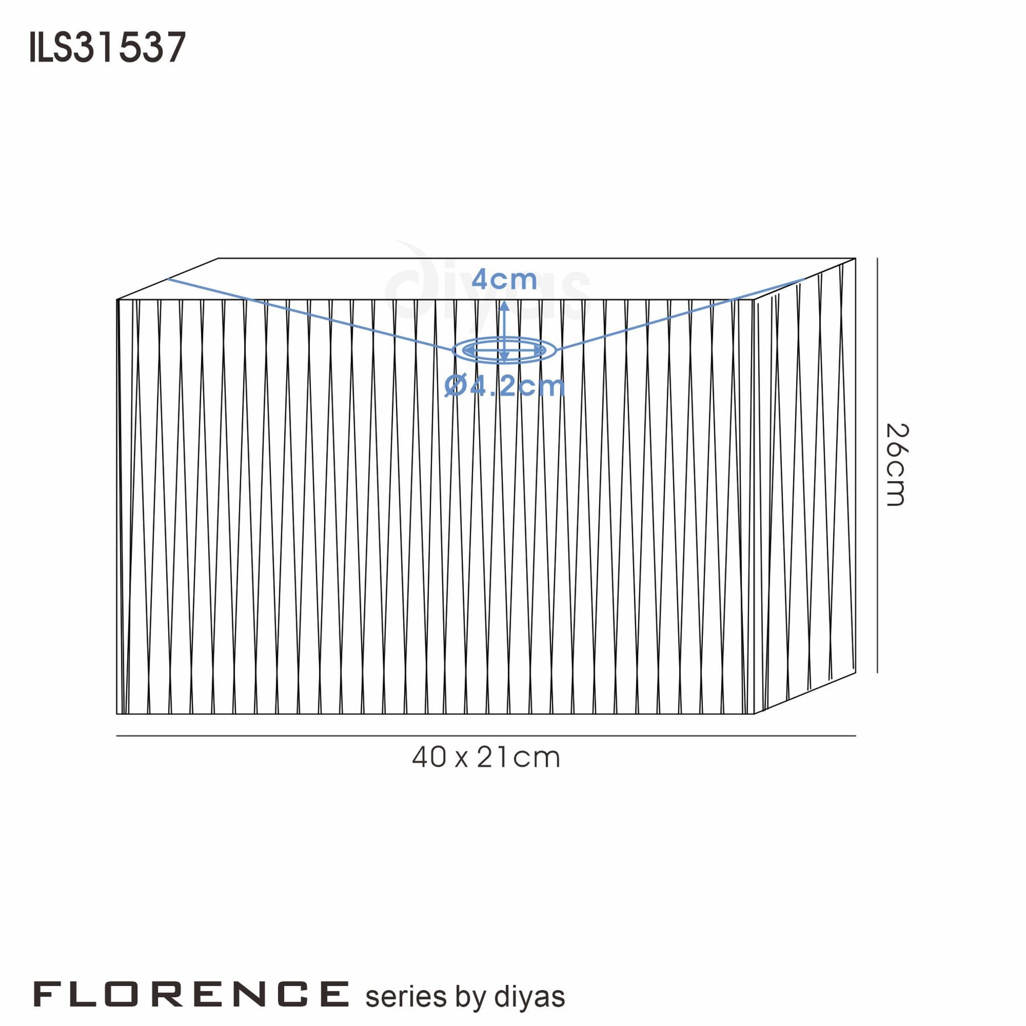 Diyas ILS31537 Florence Rectangle Organza Shade - 21cm, White, For Floor Lamp - Shade Only