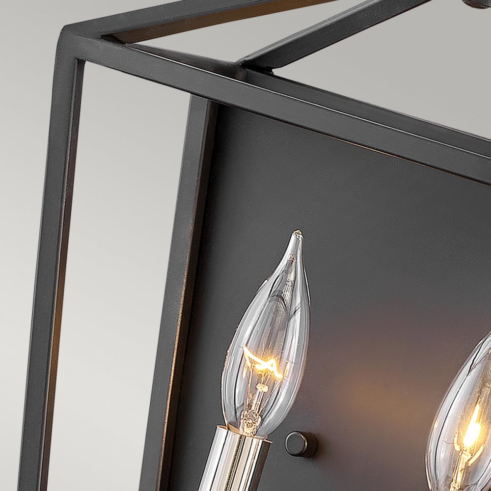 Quintiesse Stinson 2 Light Wall Light - Black with Polished Nickel